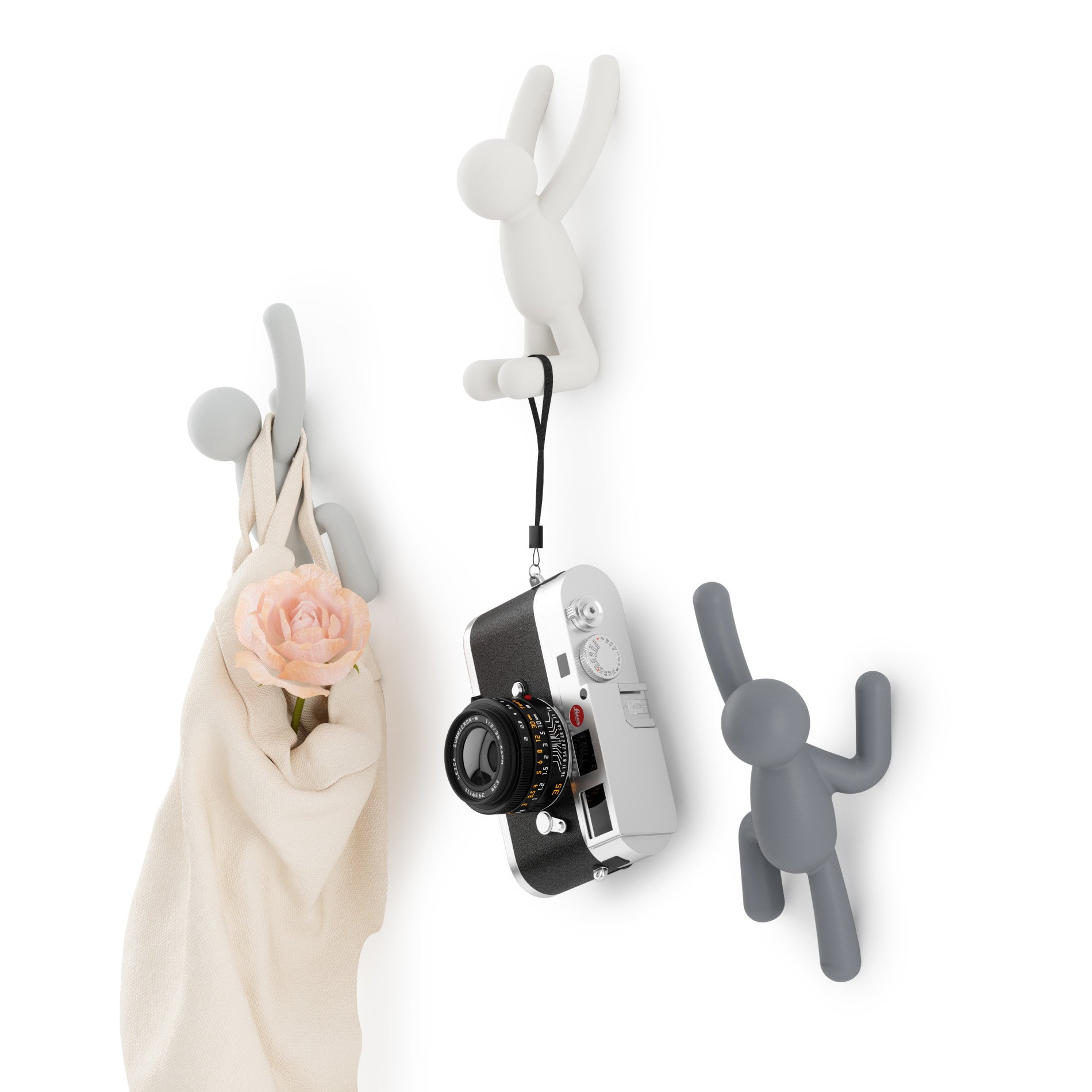 Buddy Wall Hooks Set of 3 - Heavy Duty Adhesive Hooks for Hanging Coats, Hats & Keys - Perfect for Home, Office & Dorm Organization