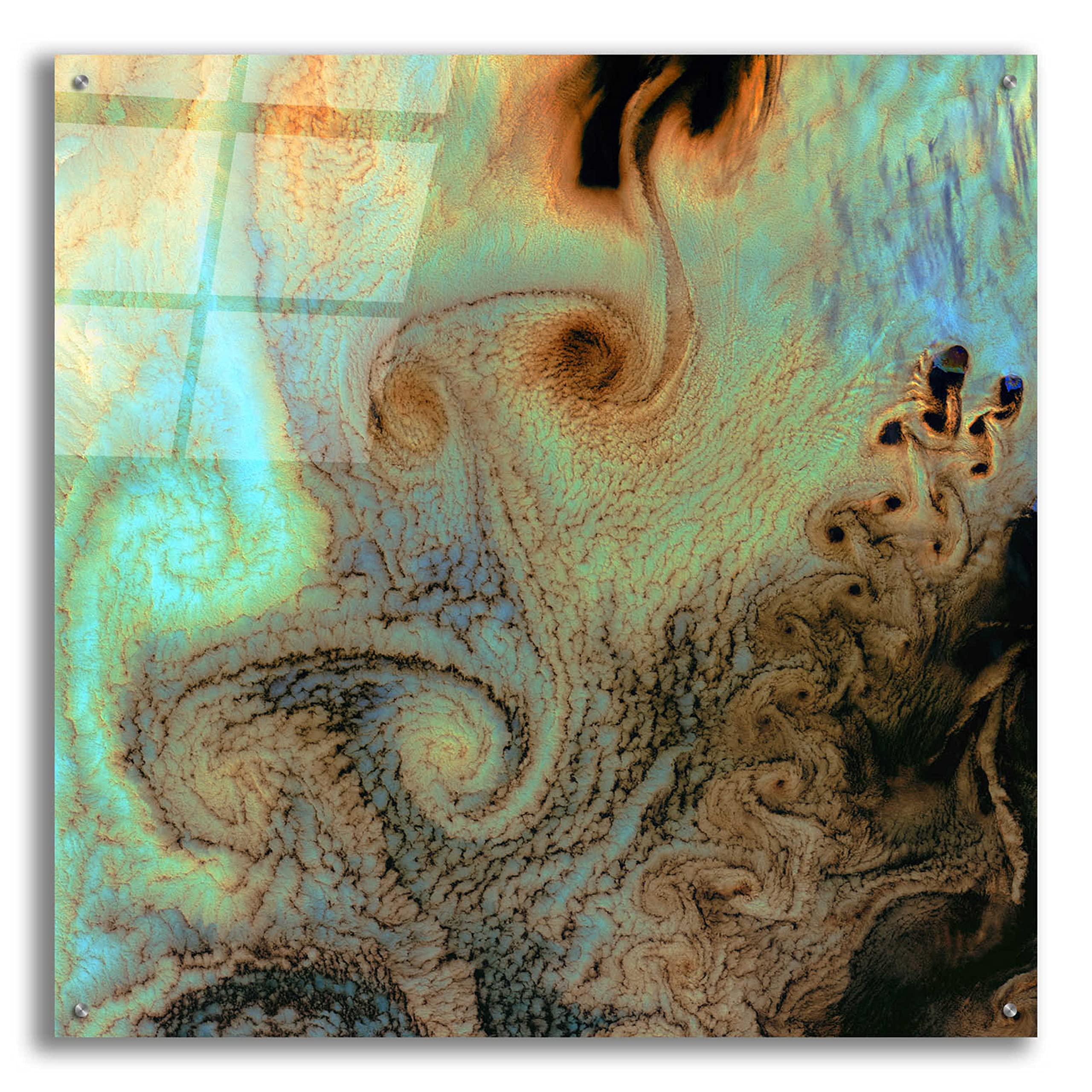 Epic Art 'Earth as Art: Von Karman Vortices' Acrylic Glass Wall Art - 36x36 Inches Modern Home Decor for Living Room, Office & Bedroom