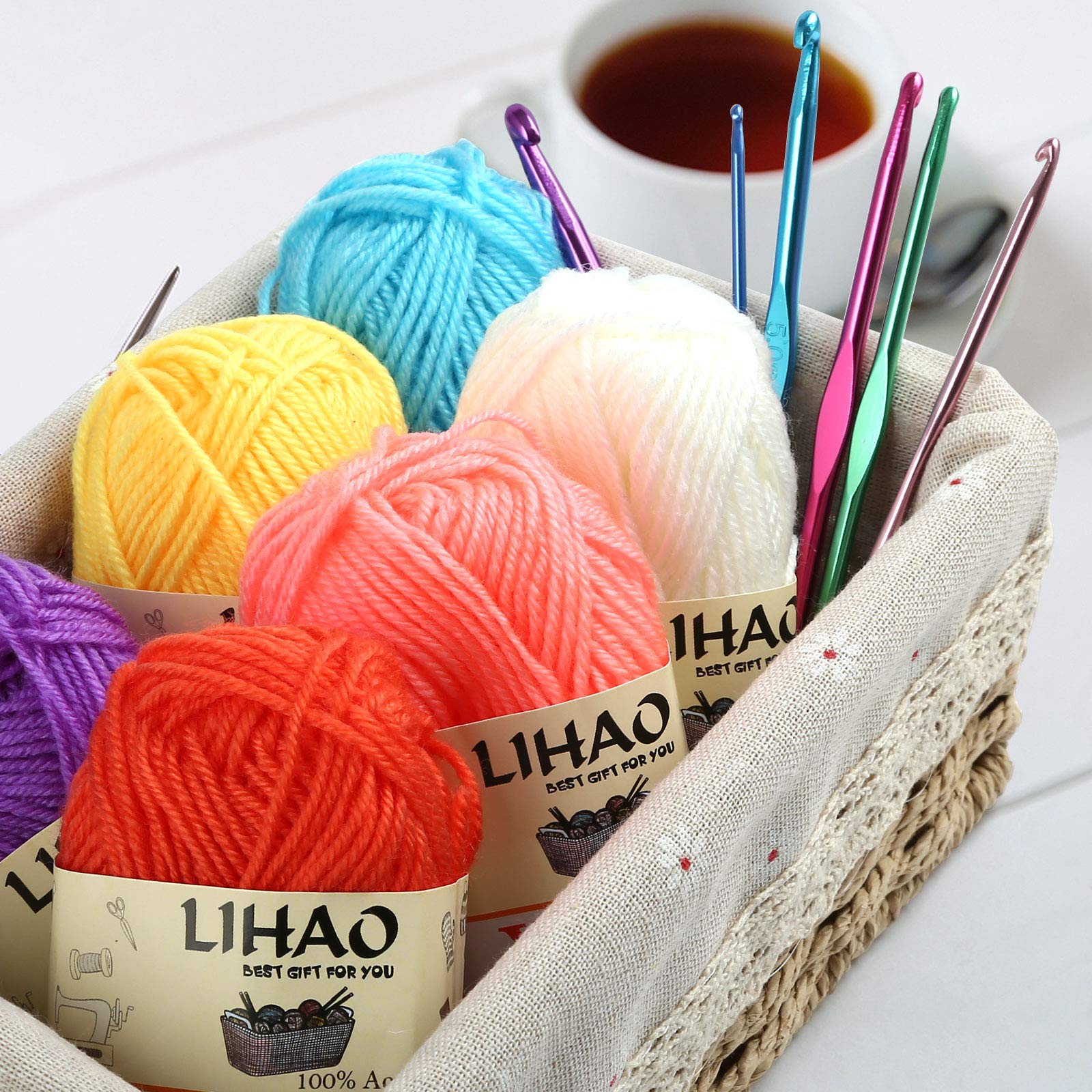 LIHAO 12 Skeins Mini Yarn for Knitting Crochet Craft - 100% Acrylic Soft Yarn Set - Perfect for DIY Scarves, Hats, and Amigurumi Projects