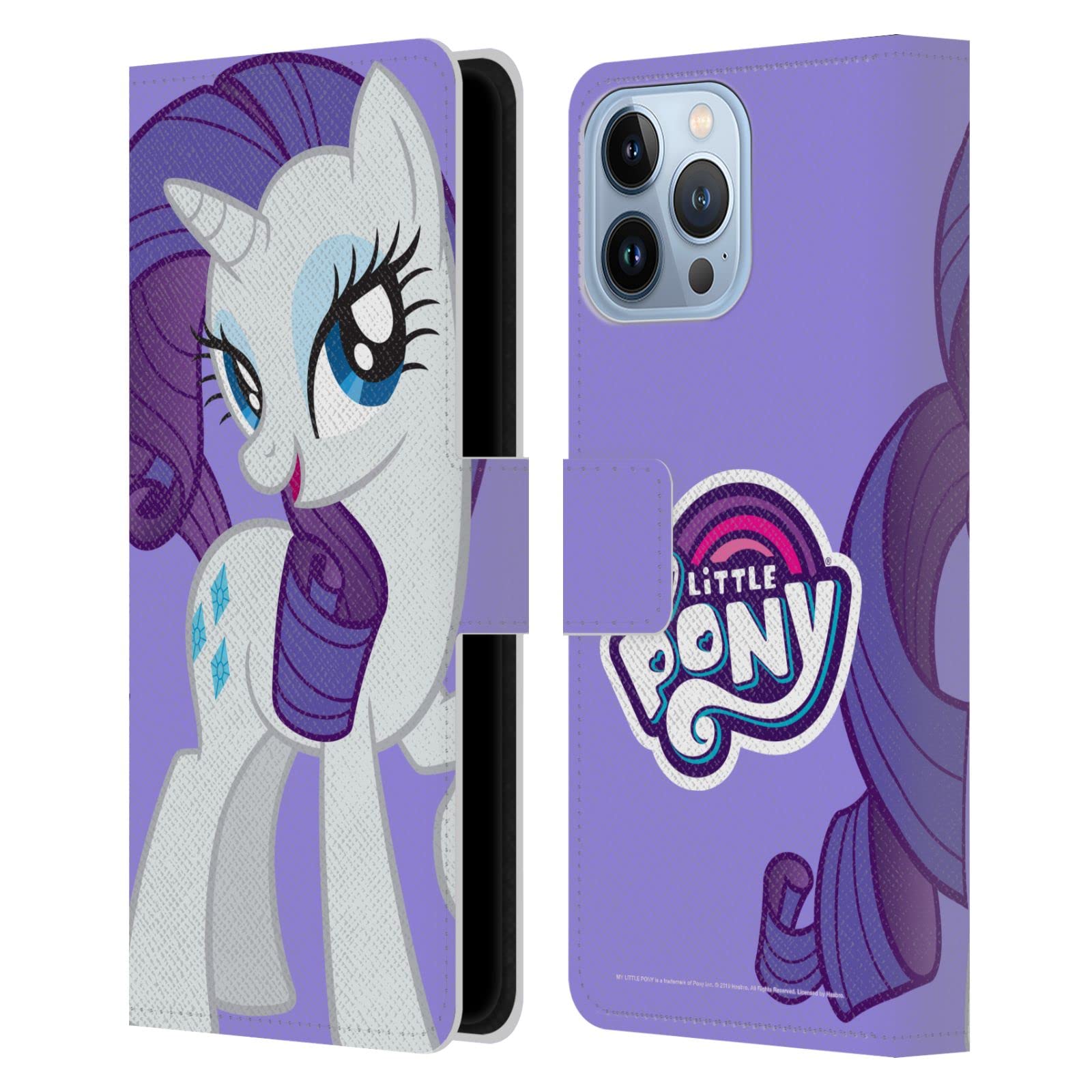 Officially Licensed My Little Pony Rarity Leather Book Wallet Case for Apple iPhone 13 Pro Max - Stylish Protective Cover for Everyday Use, Travel & School