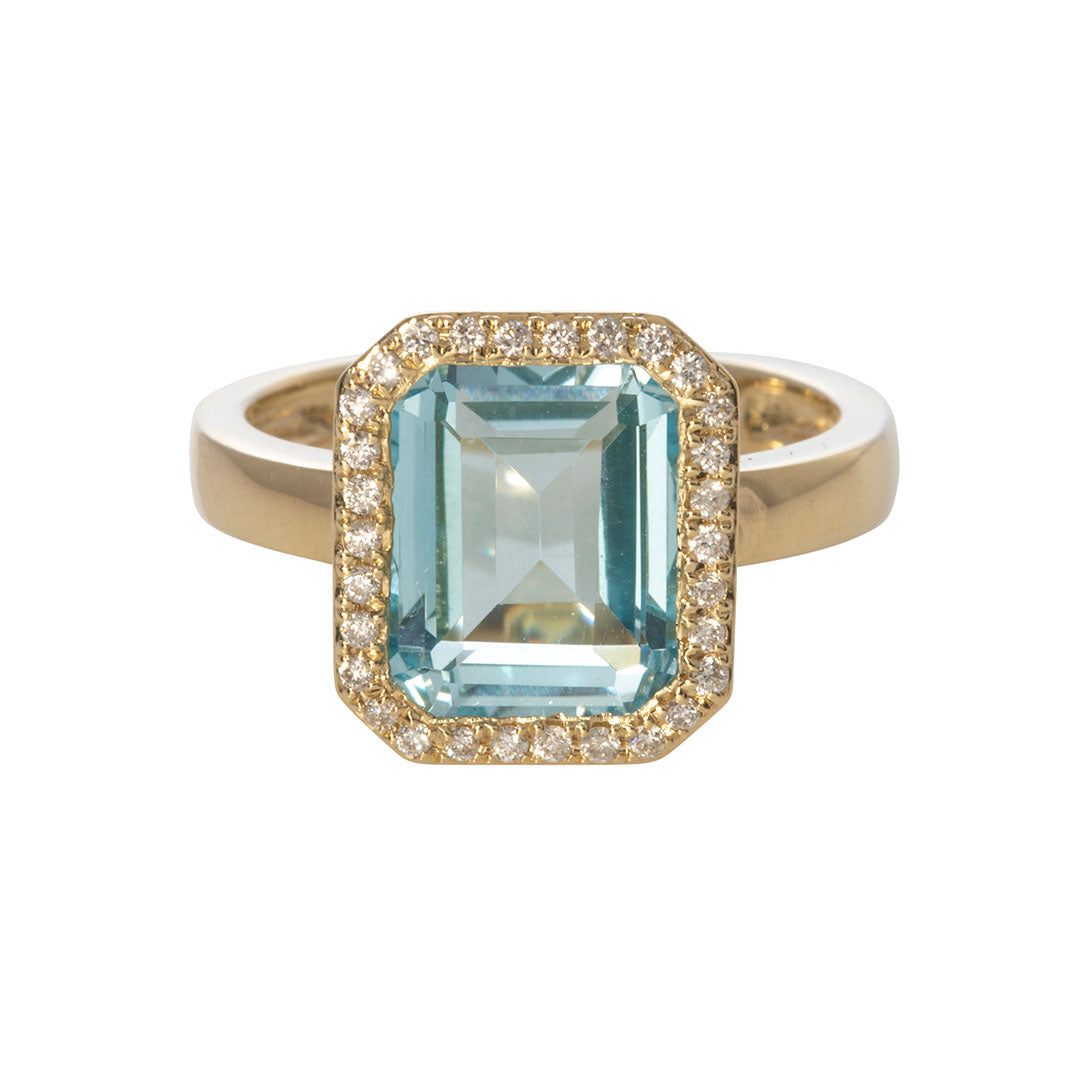 4ct Blue Topaz & Diamond 14K Yellow Gold Ring for Women - Elegant Birthstone Jewelry Gift for Anniversary, Engagement & Special Occasions
