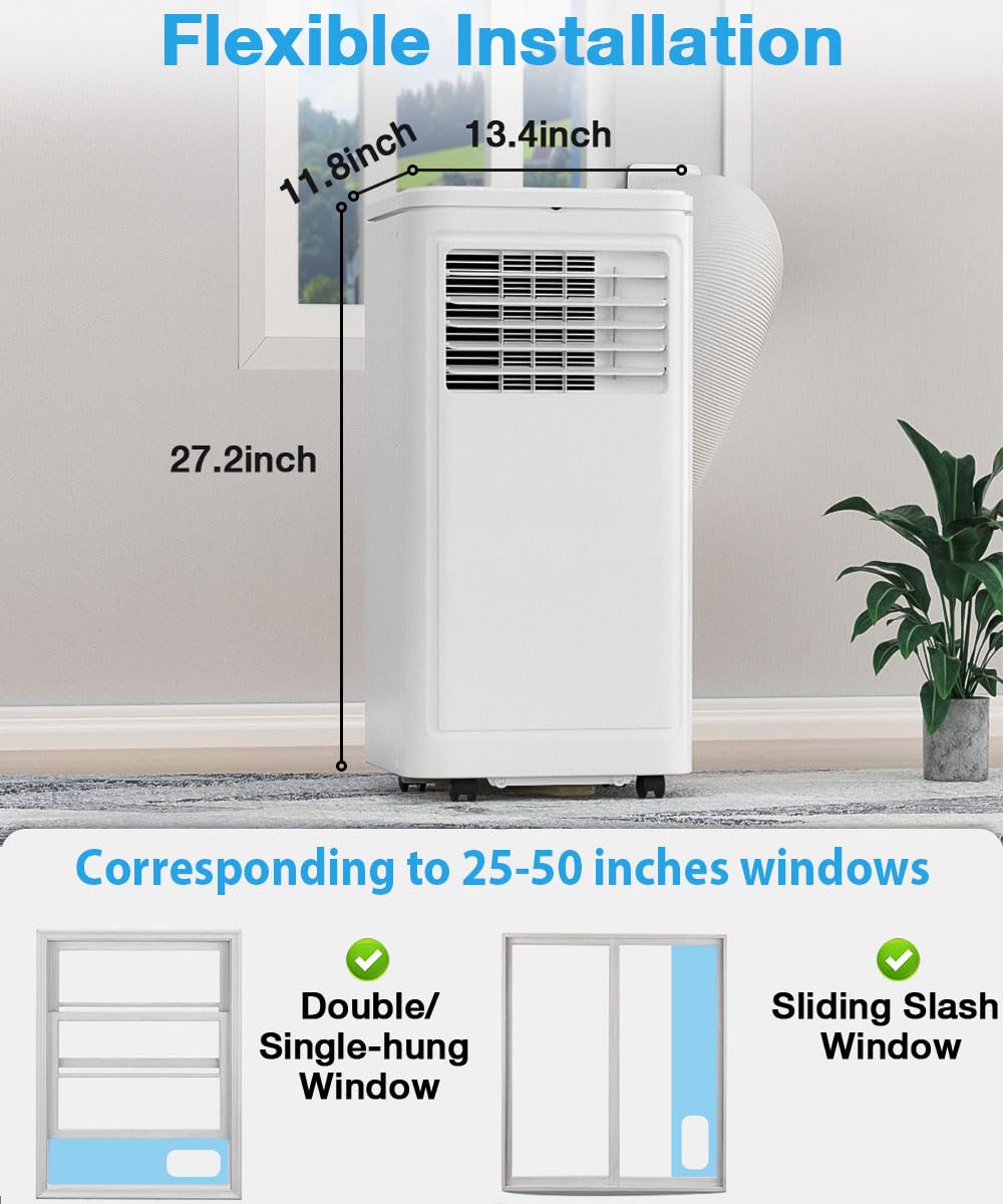 Joy Pebble 8000 BTU Portable Air Conditioner - 3-in-1 Cooling Unit with Dehumidifier & Fan for Rooms up to 350 sq.ft - Energy Efficient ECO Mode, 2 Fan Speeds, 24H Timer & Remote Control - Perfect for Bedrooms, Living Rooms, Home Offices & Small Apartments