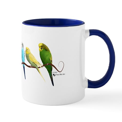 White/Navy Inside - Parakeets & Cockatiels Mugs