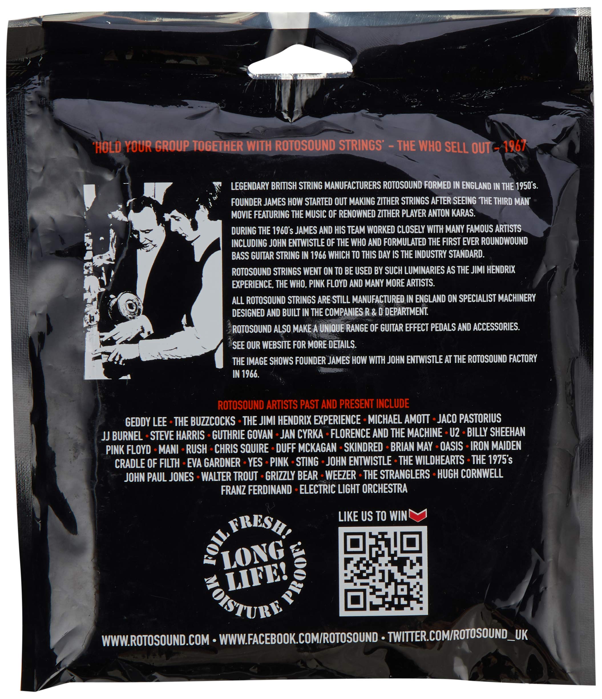Rotosound SM666 Swing Bass 66 Stainless Steel 6-String Bass Guitar Strings (30-40-60-80-100-125 Gauge) - Perfect for Rock, Jazz & Studio Recording
