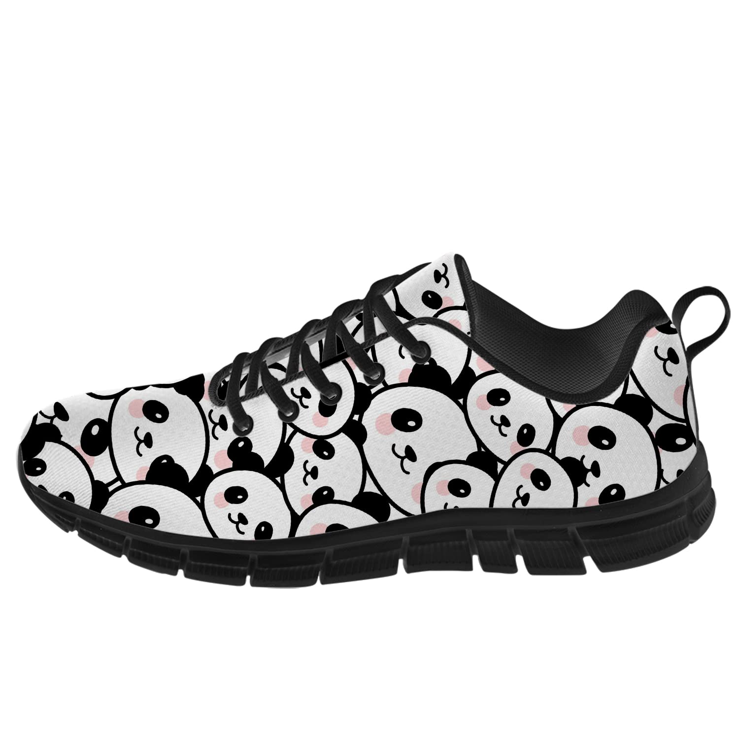 3D Printed Cute Panda Face Sneakers - Breathable Mesh Tennis Shoes for Women & Girls (Men Size 8, Women Size 9.5) | Perfect Gift for Kids & Adults | Gym, Running, Casual Wear