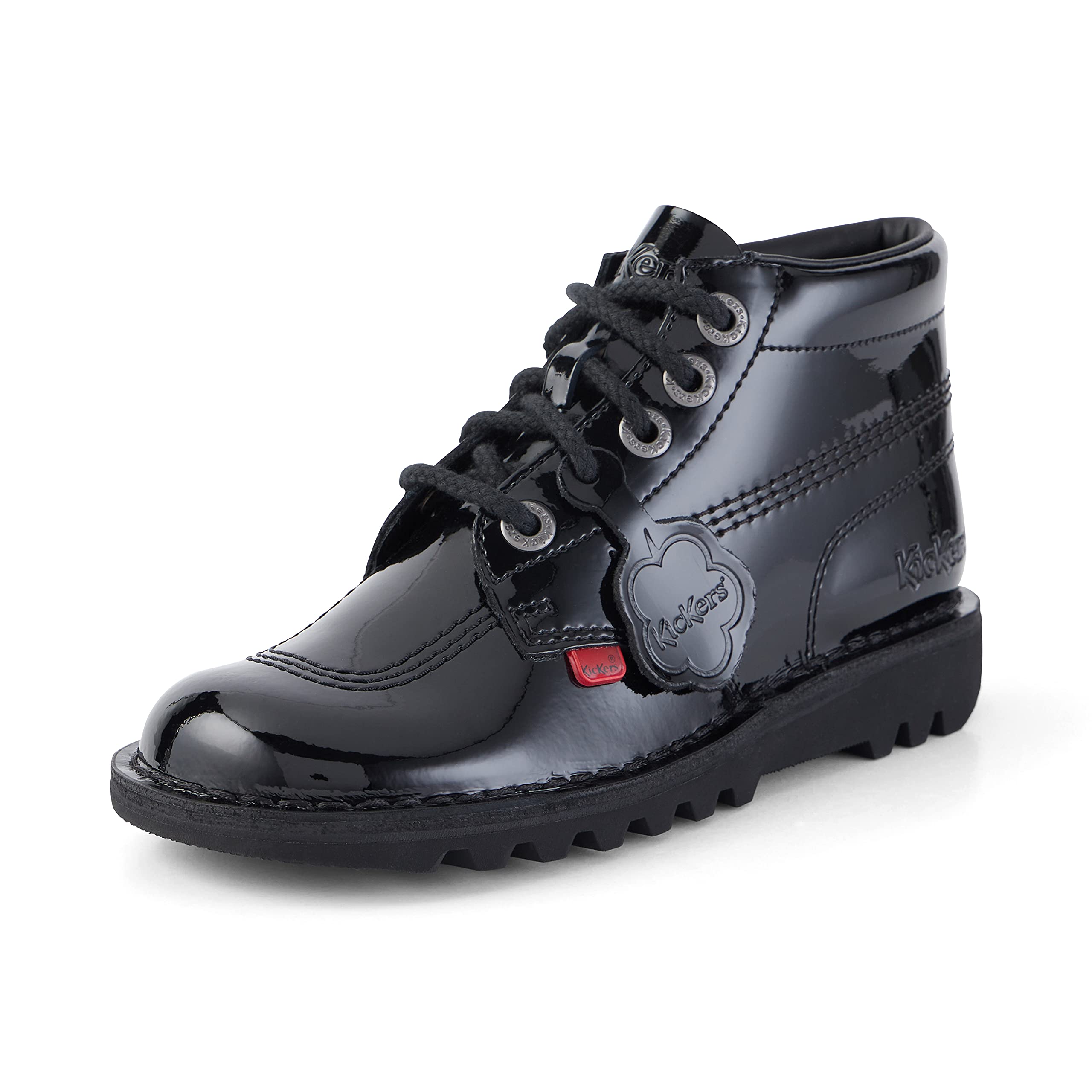 Kickers Kick Hi Patent Leather Kids Girls School Fashion Boots - Black (UK Size) | Stylish & Comfortable for School, Play & Everyday Wear
