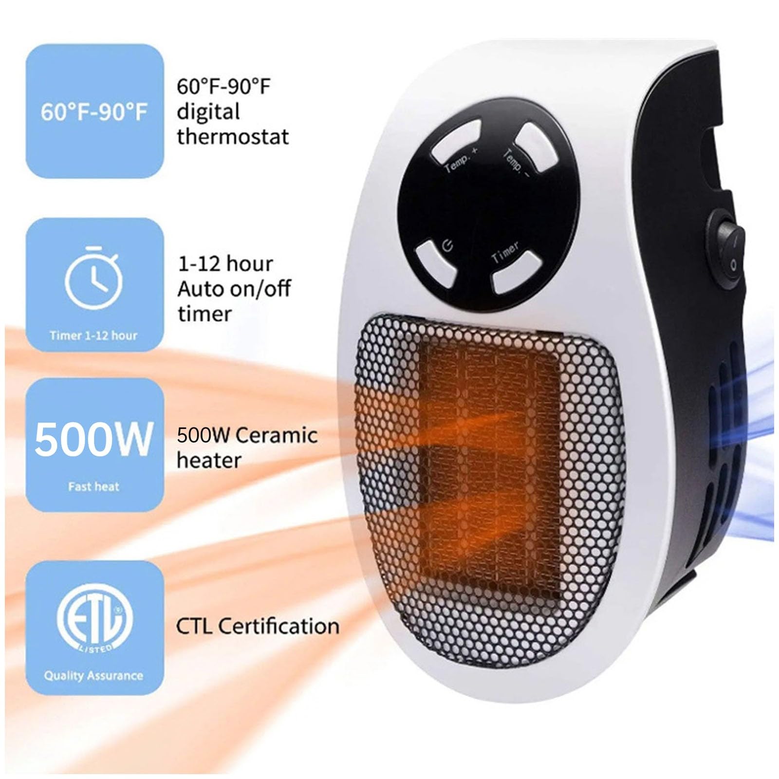 Elon Musk Ultra Air Heater 2025 - Upgraded Electric Space Heater with Adjustable Thermostat, Timer & LED Display - Energy Efficient Indoor Heater for Home, Office & Bedroom (1 Pack) - Perfect for Winter Warmth & Small Room Heating