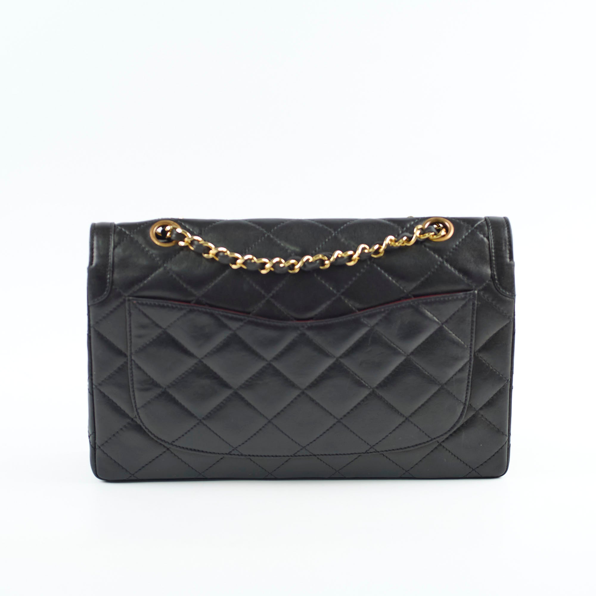 Chanel Paris Lined Double Flap Black Leather Handbag - Luxury Designer Shoulder Bag for Women | Perfect for Evening Events, Parties & Special Occasions