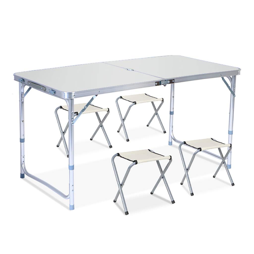 Foldable Outdoor Dining Set with Umbrella Hole - 1 Table & 4 Chairs, Portable Patio Furniture for Garden, BBQ, Picnic, Camping (5 Color Options)