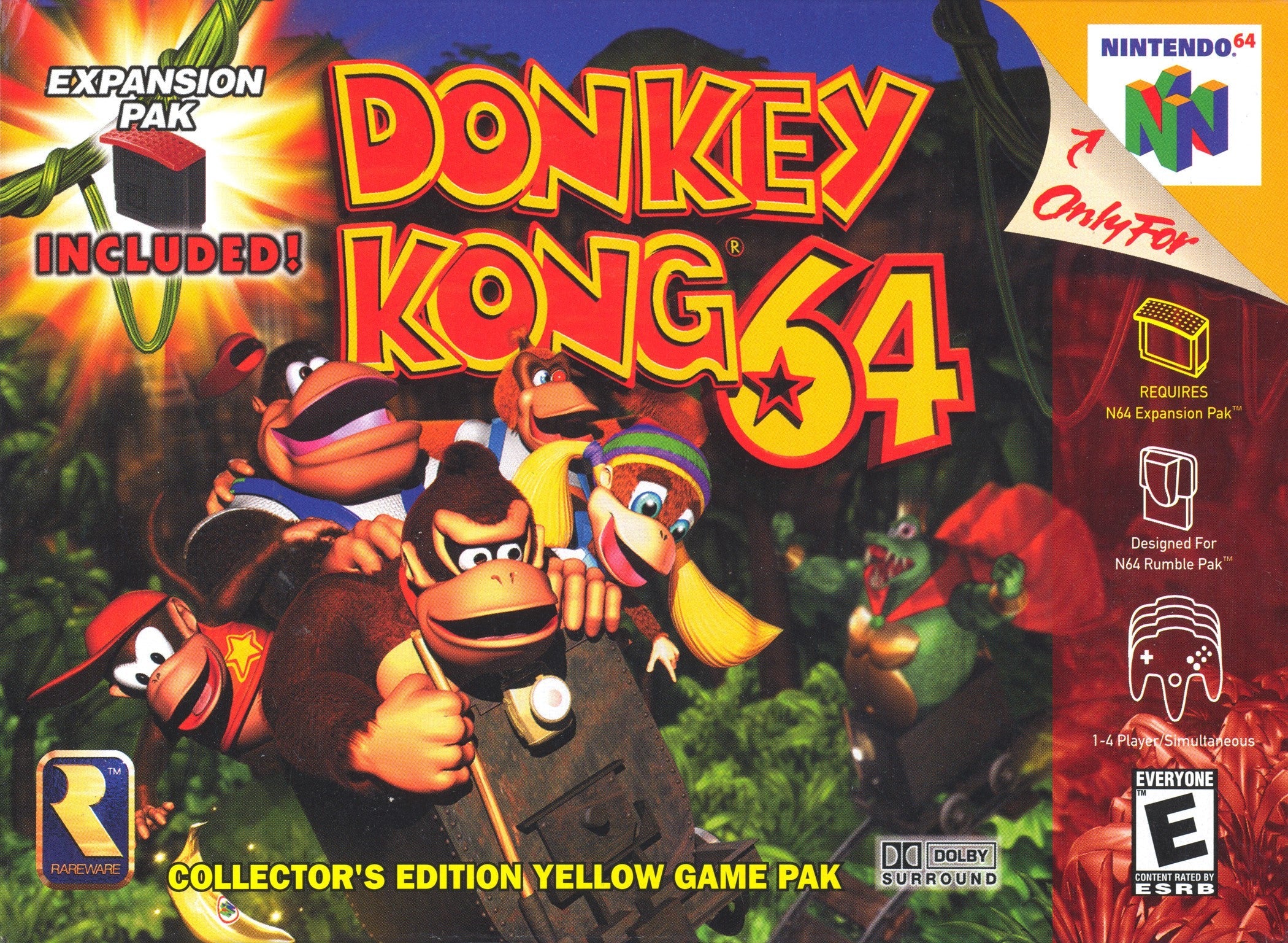 Used Donkey Kong 64 Nintendo 64 (N64) Video Game Cartridge - Classic Retro Gaming for Collectors & Nostalgic Fun at Home Parties