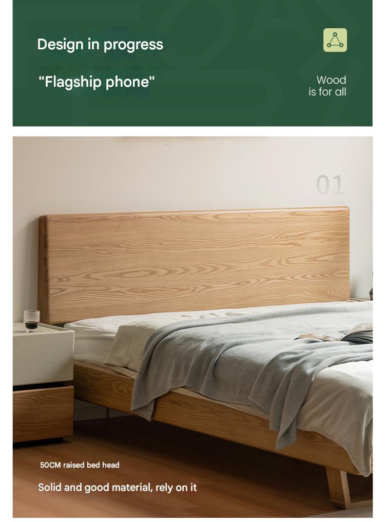 Solid Oak and Ash Wood Nordic Minimalist Floating Bed Frame - Perfect for Modern Bedroom, Guest Room, and Loft Decor