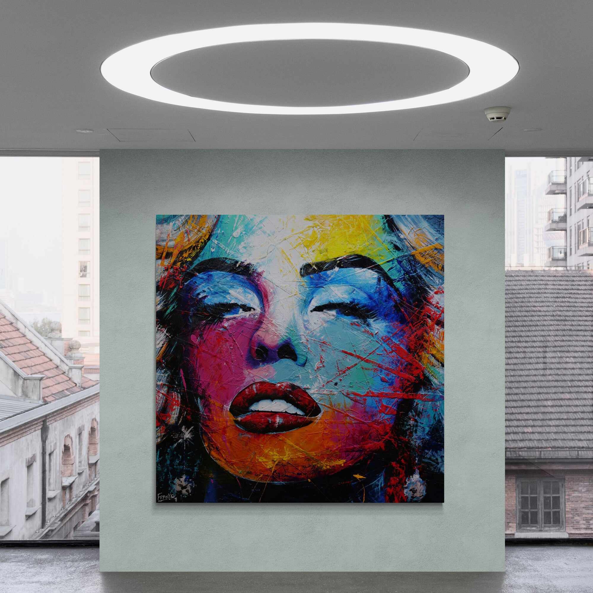 150cm x 150cm Marilyn Monroe Abstract Realism Textured Canvas Painting - Pop Art Home Decor for Living Room, Bedroom & Office Wall Art