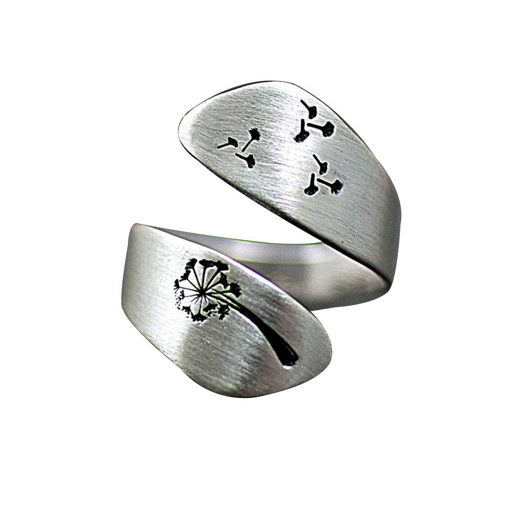 Elegant Adjustable Dandelion Spiral Open Ring for Women - Sterling Silver Love Ring, Wedding Band, Valentine's Gift | Perfect for Anniversaries, Engagements & Romantic Occasions