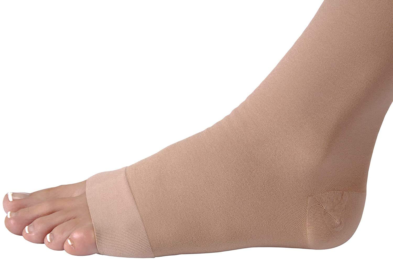 JOBST Relief Waist High Graduated Compression Stockings 30-40mmHg - Comfortable Unisex Medical Socks for Varicose Veins & Swelling - Open Toe Beige Large - Perfect for Post-Surgery Recovery & Long Flights