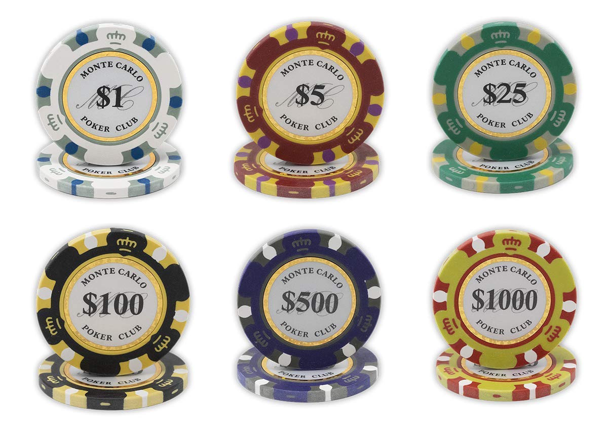 DA VINCI Monte Carlo Poker Club Set - 500 Premium 14g 3-Tone Casino Chips with Aluminum Case, 2 Plastic Card Decks, Dealer Buttons & Accessories | Professional Poker Game Night Supplies for Home & Casino Parties