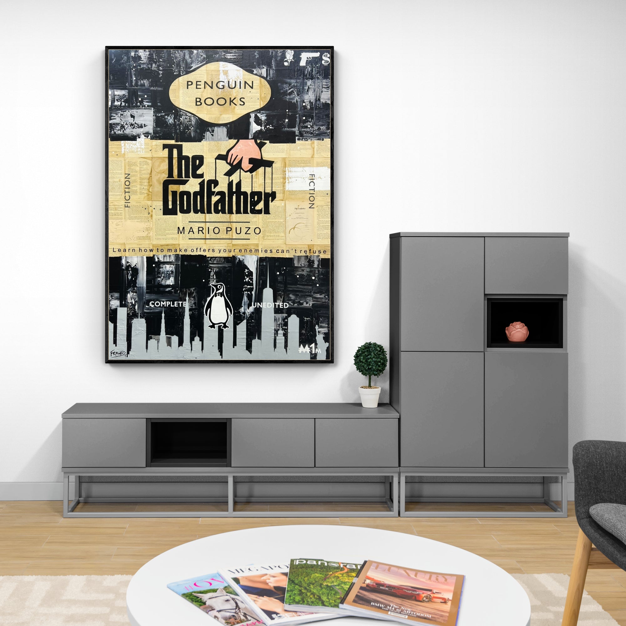 140cm x 100cm Italian God Urban Pop Art Canvas Painting - Modern Wall Decor for Living Room, Bedroom & Book Club