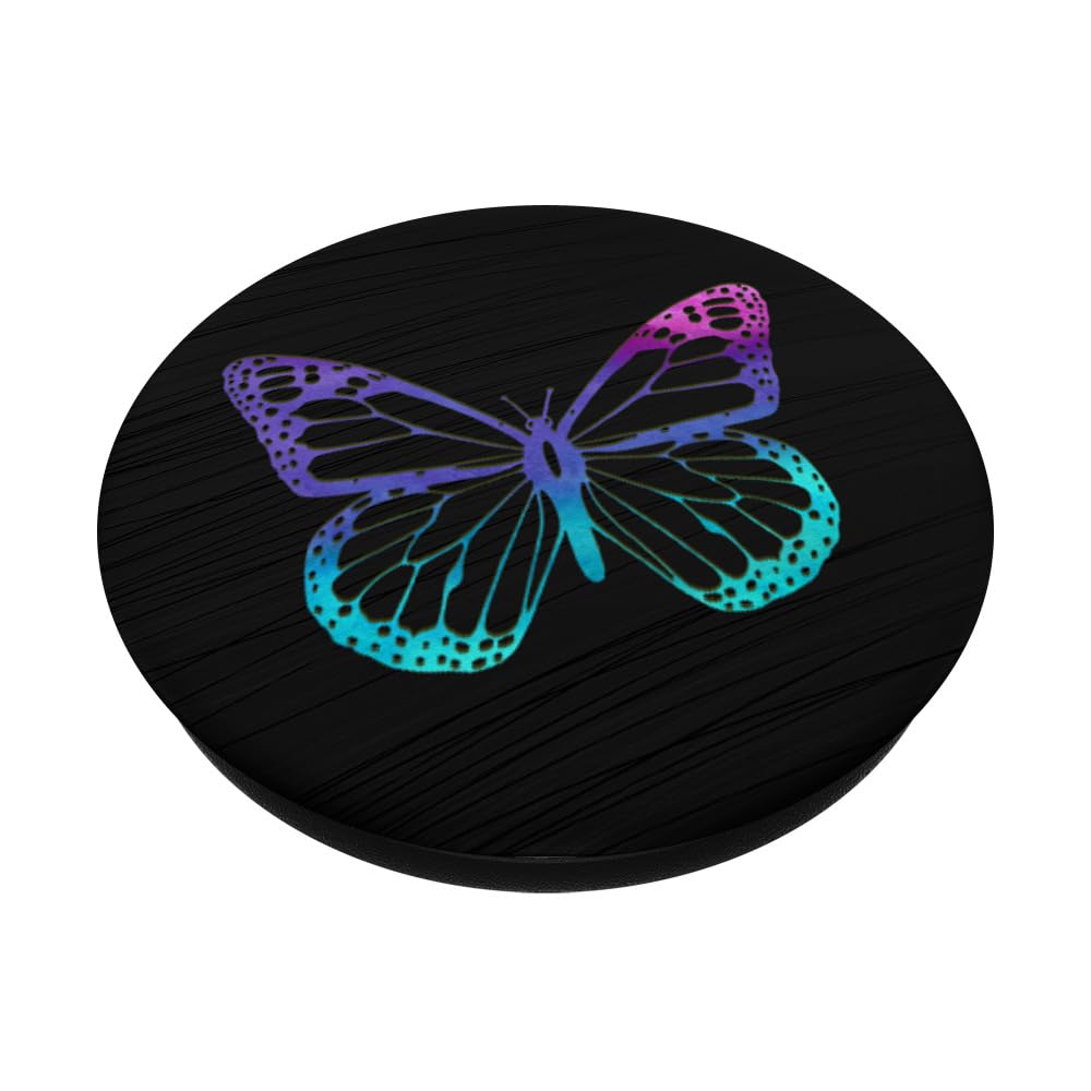 Purple and Turquoise Butterfly Black PopSockets Standard PopGrip - Phone Grip, Stand & Sticker for iPhone, Samsung & Smartphones - Perfect for Selfies, Videos & Hands-Free Use