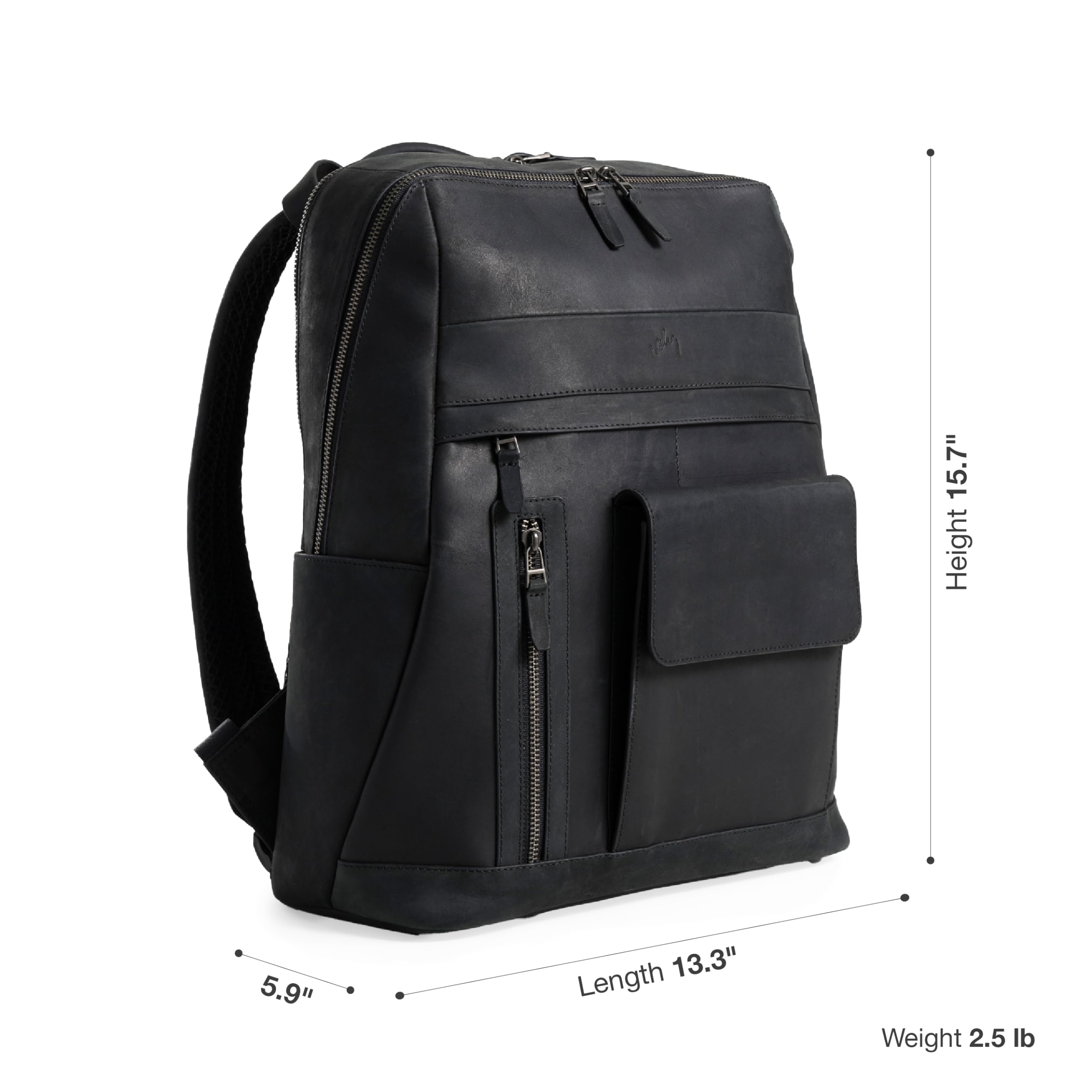 VELEZ Premium Black Top Grain Leather Backpack for Men & Women - 17 Inch Laptop Bag with Large Capacity - Stylish Casual Daypack & Business Travel Computer Bag - Perfect for Work, School, Commuting & Outdoor Adventures