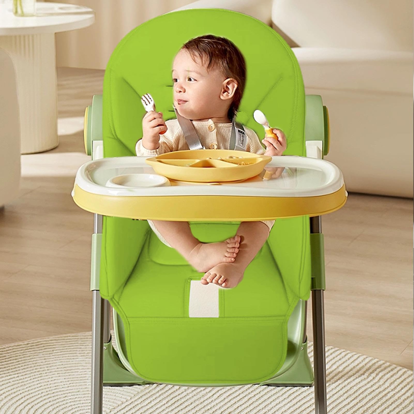 Baby PU Leather Dining Chair - Soft Padded High Chair Cushion Replacement with Comfortable Padding | Multifunctional Infant Seat for Home, Restaurant & Nursery Use
