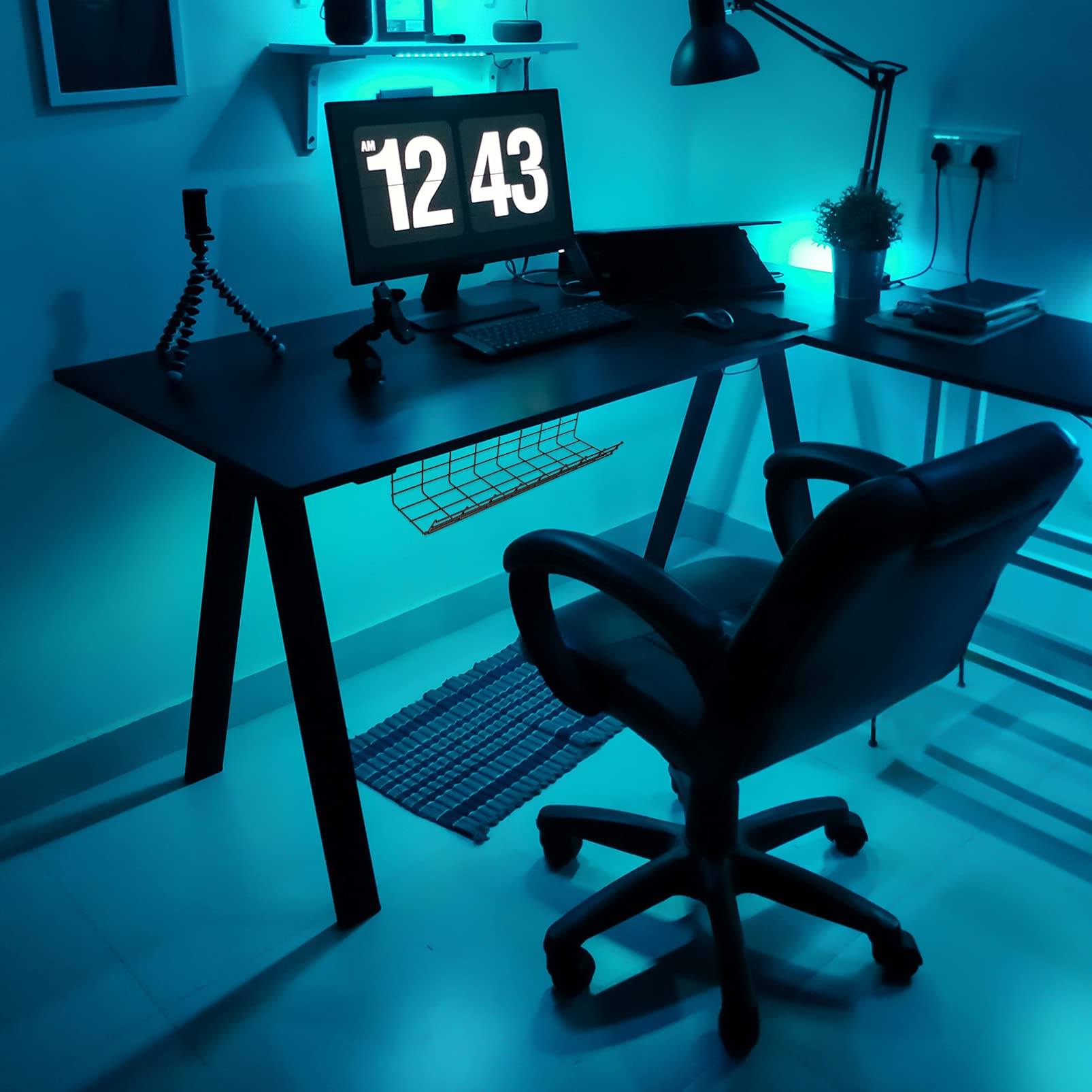 Hemoton Under Desk Cable Management Rack - 1pc Iron Wire Organizer Tray & Shelf for Home Office, Gaming Setup & Workspace Organization