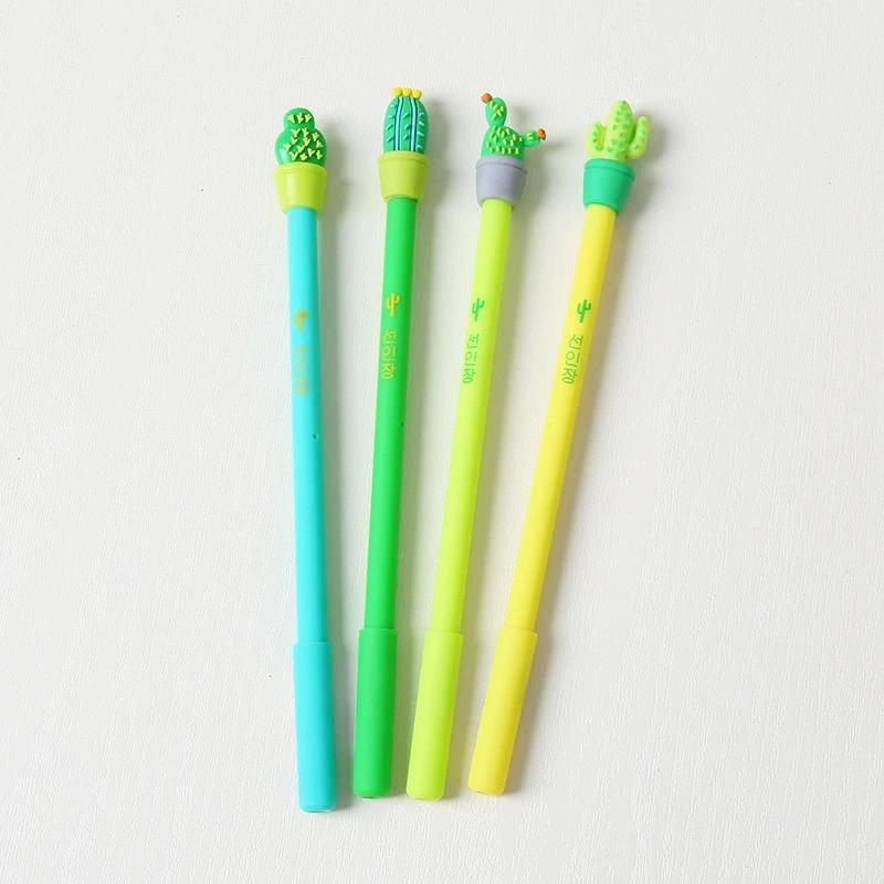 0.5mm Black Ink Cactus Garden Gel Pen - Smooth Writing for School, Office & Journaling