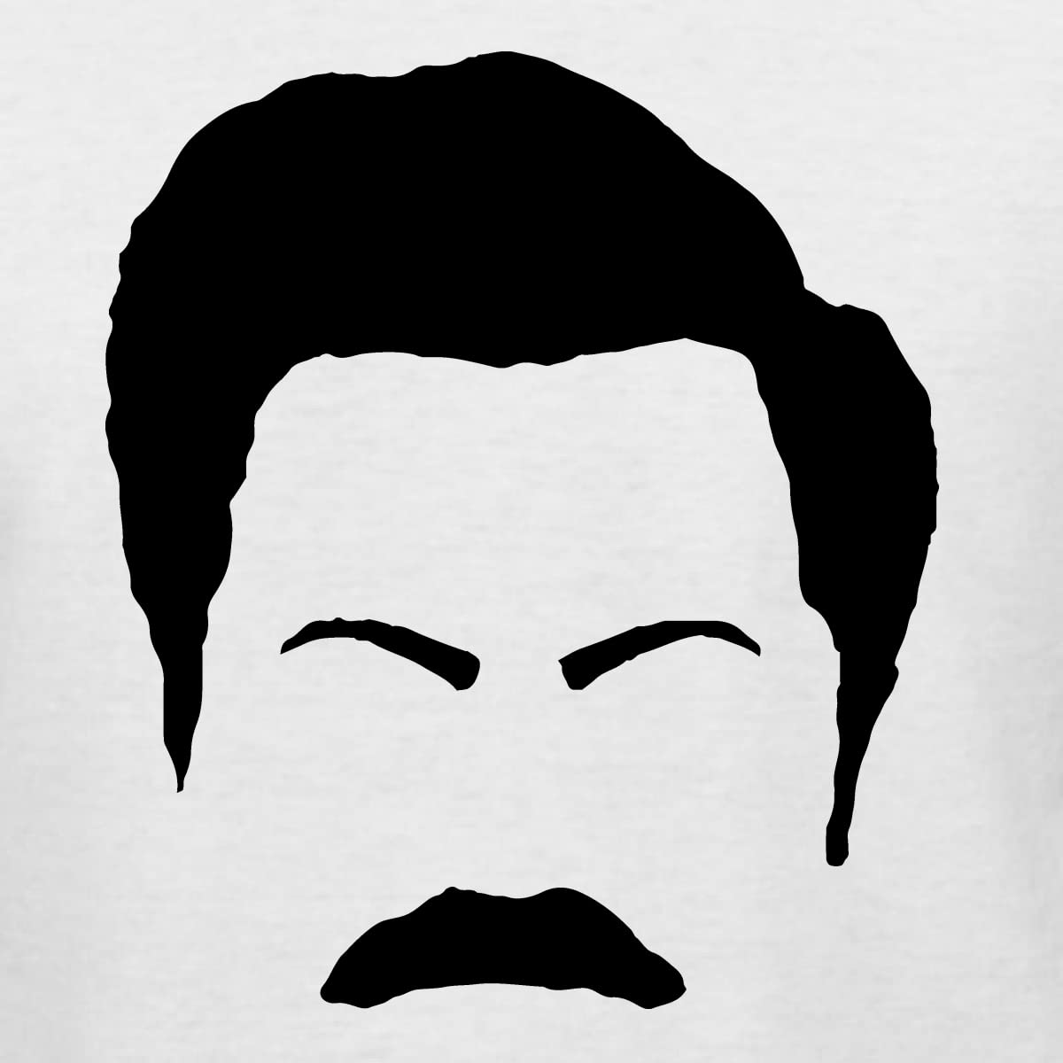 Ron Swanson Mustache Face Silhouette T-Shirt - Parks and Recreation Pop Culture Tee for Women | Slim Fit Junior Top for Casual Wear & Fan Gifts