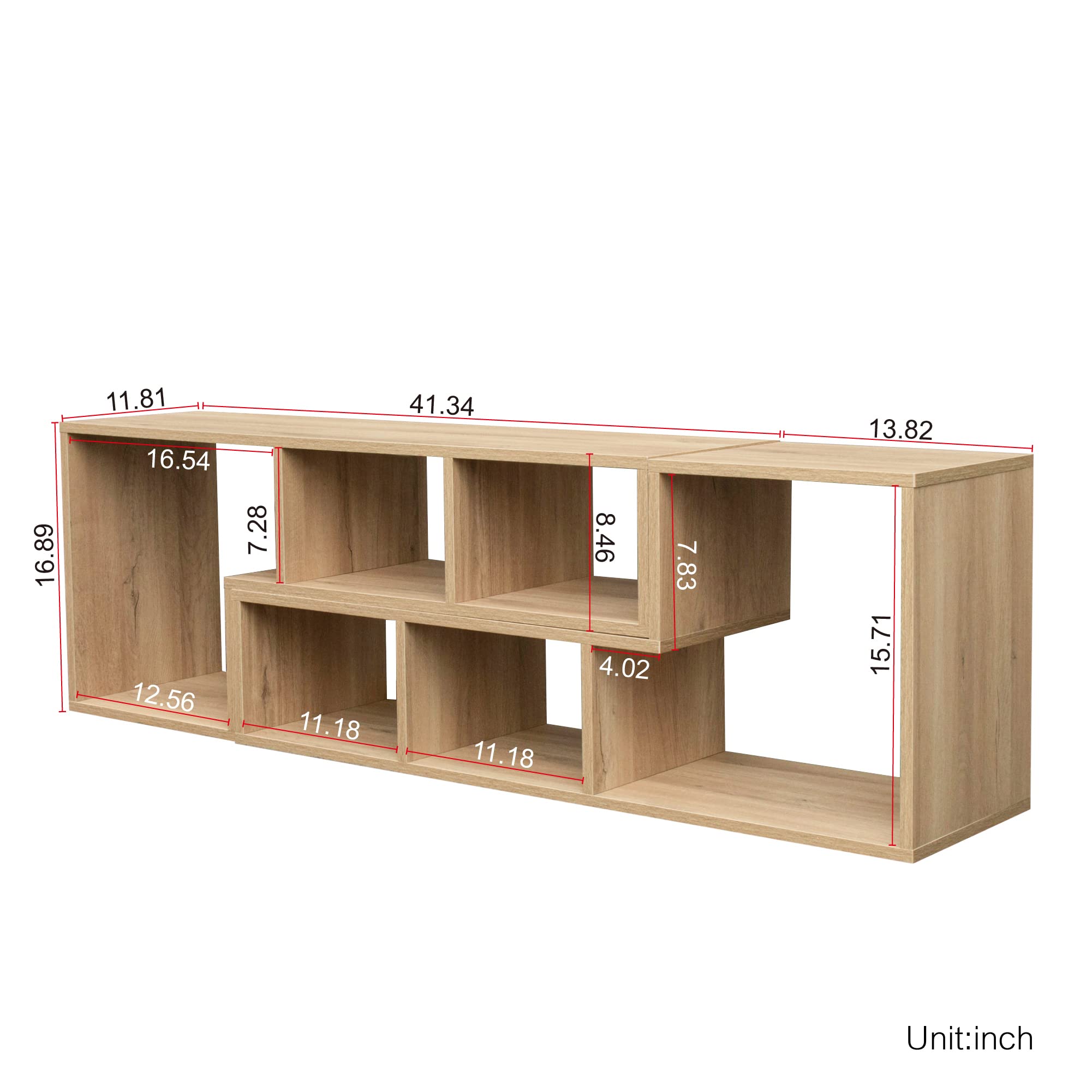 Modern Rustic Oak TV Stand with Storage Shelf - Entertainment Center & Media Console for Living Room - Perfect for TVs, Gaming Consoles, and Home Decor Organization