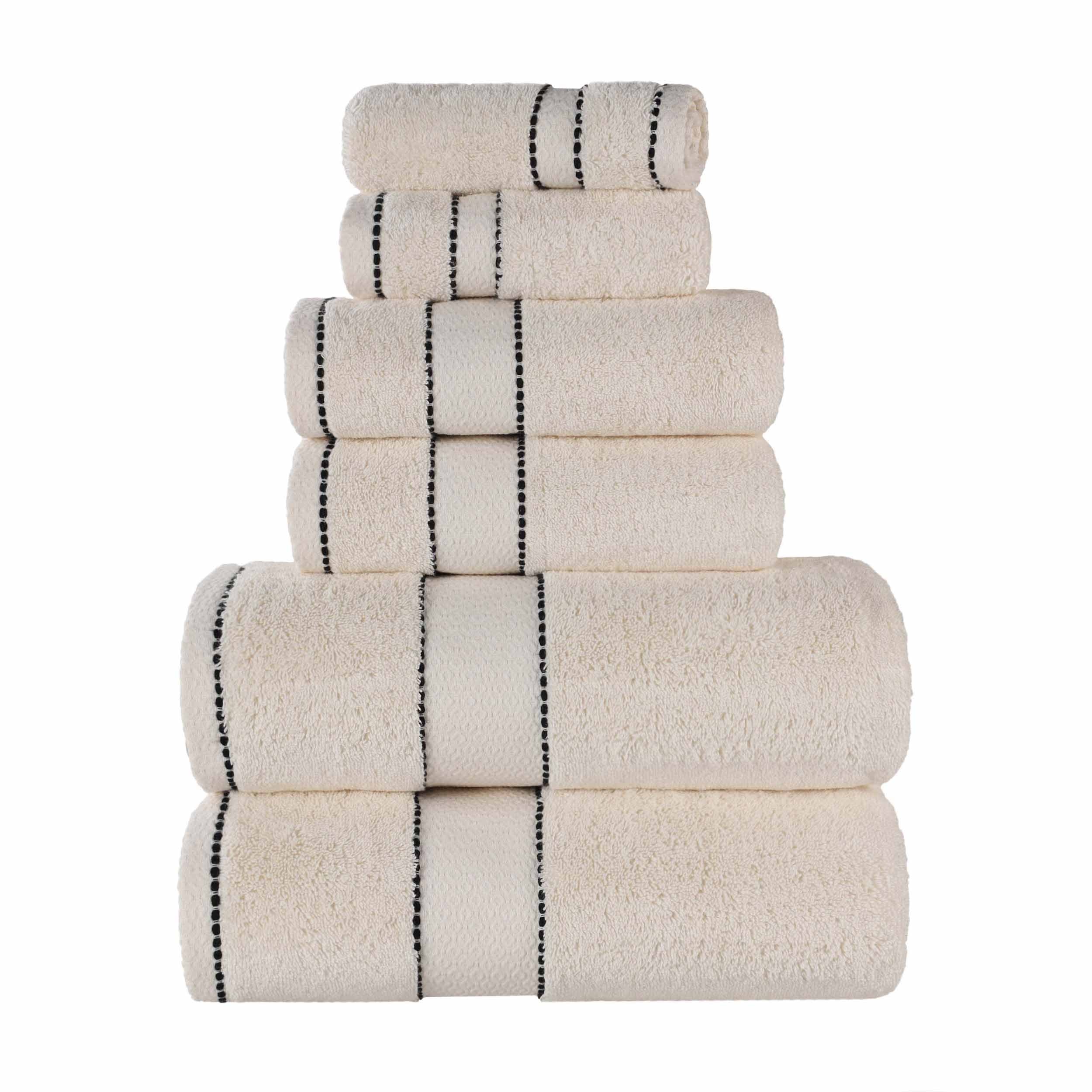 Premium 6-Piece Giza Cotton Towel Set - Ultra Absorbent & Soft Egyptian Dobby Weave - Perfect for Bath, Spa, and Luxury Home Use