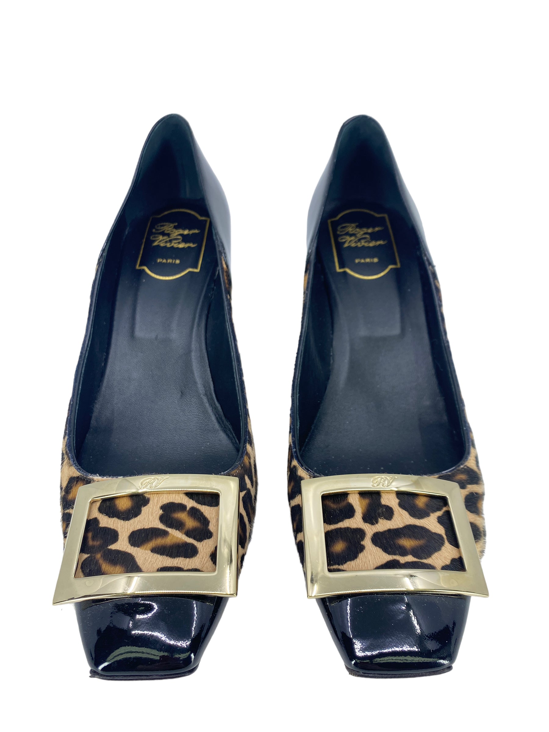 Roger Vivier Women's Patent Leather Pumps - Size 40 US (7.5 UK) - Classic Pointed Toe High Heel Dress Shoes for Wedding, Party & Office Wear