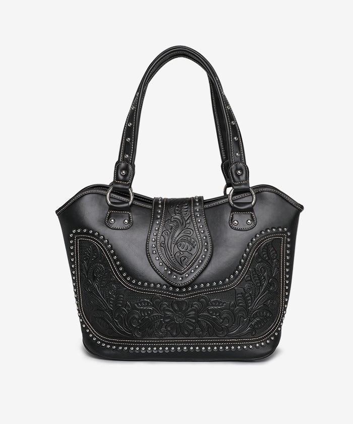 Montana West Studded Leather Concealed Carry Handbag for Women - Stylish CCW Purse with Hidden Gun Pocket - Perfect for Everyday Use, Travel & Self-Defense