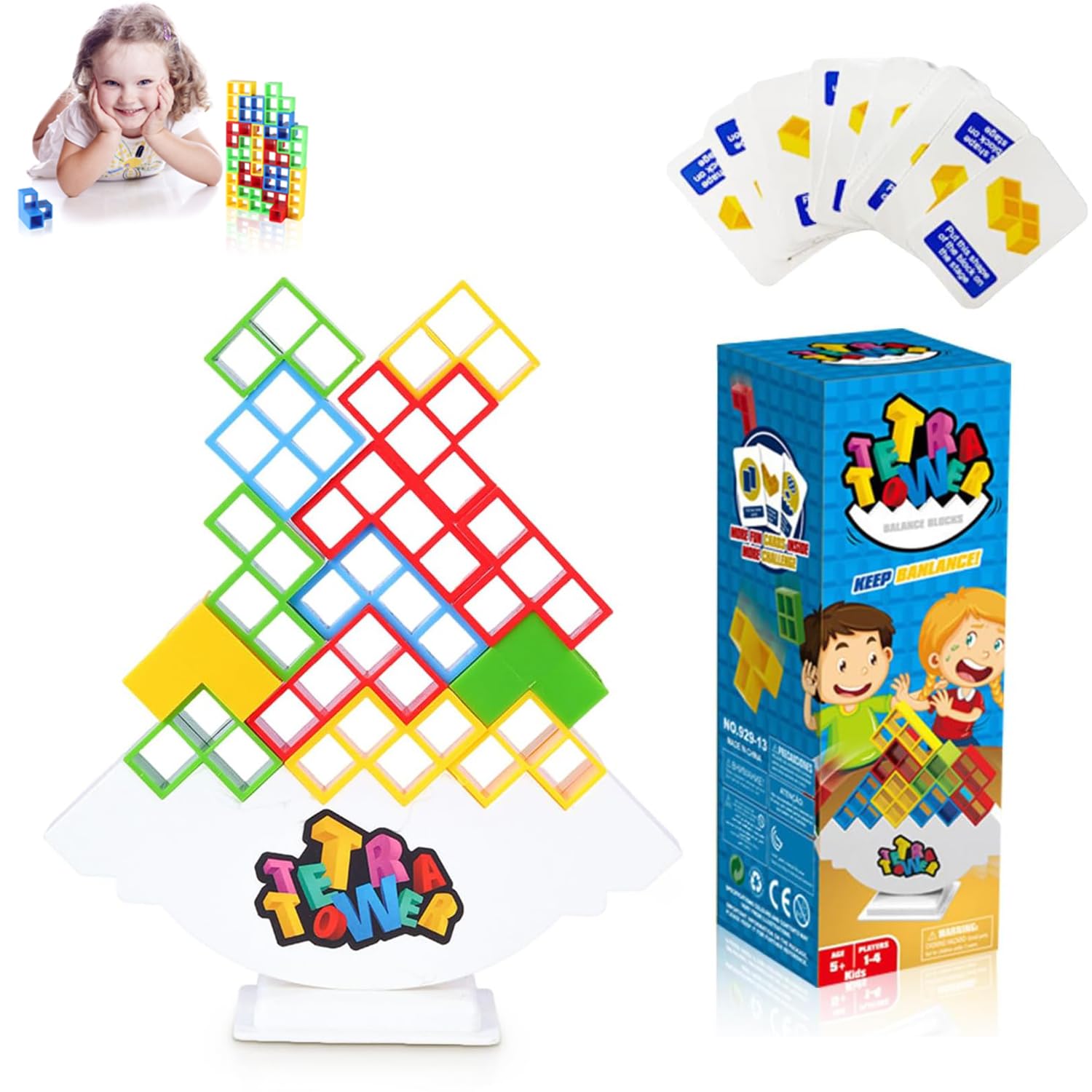 LANLV 48 Pcs Tetra Tower Stacking Blocks - Fun Balance Game for Kids & Adults, Building Blocks Toy for Family Game Night, Team Building Activities & Stress Relief