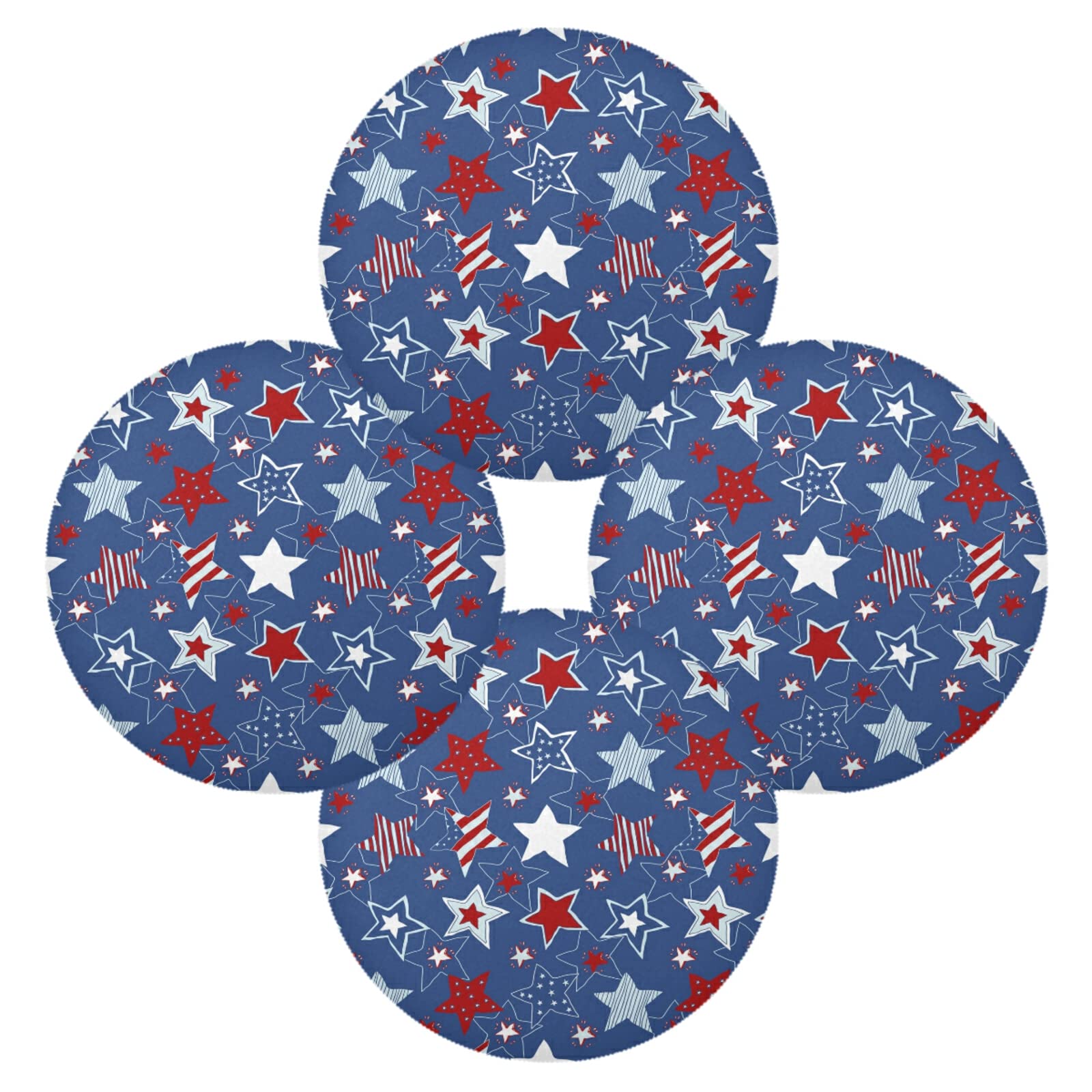 ALAZA Patriotic 4th of July Round Placemats Set of 4 - American Flag Themed Dining Table Mats for Kitchen, Home Decor & Holiday Celebration | Perfect for Independence Day Parties, BBQ Gatherings & Festive Dining