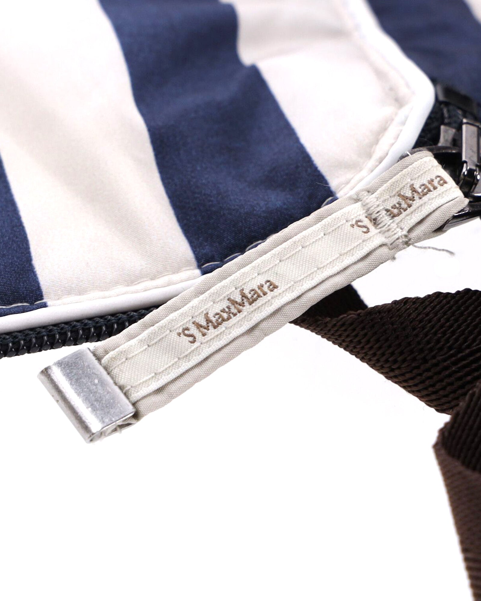 Max Mara Striped White Polyamide Shoulder Bag - Stylish & Durable for Work, Travel & Everyday Use