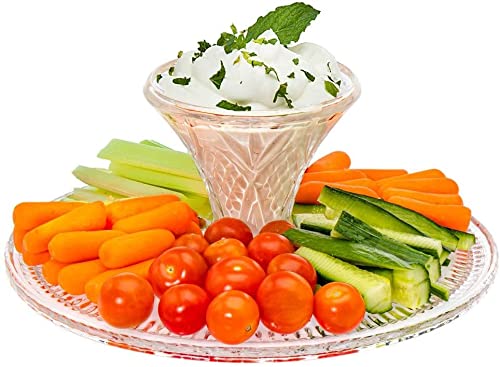 Elegant Crystal Footed Cake Stand with Raised Pedestal - Perfect for Wedding Desserts, Birthday Cakes, and Party Display (12-inch Round Serving Platter)