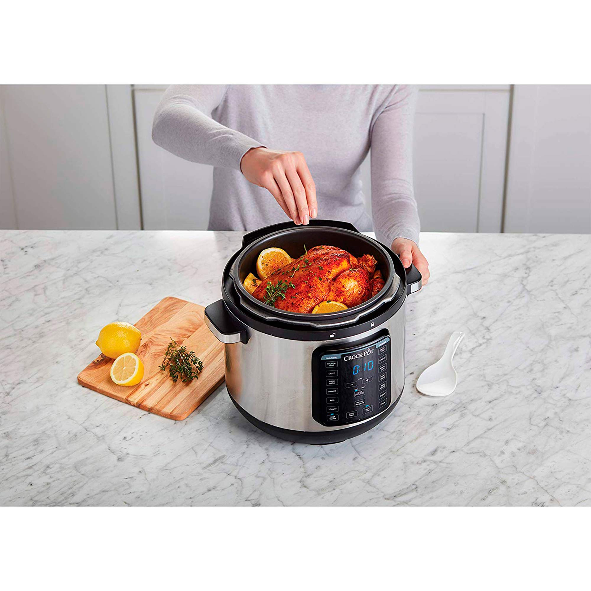 Crock-Pot 8-Quart Programmable Pressure Slow Cooker - Stainless Steel Multi-Cooker with Manual Pressure, Boil & Simmer Functions | Extra Sealing Gasket Included | Perfect for Family Dinners, Meal Prep & Holiday Cooking