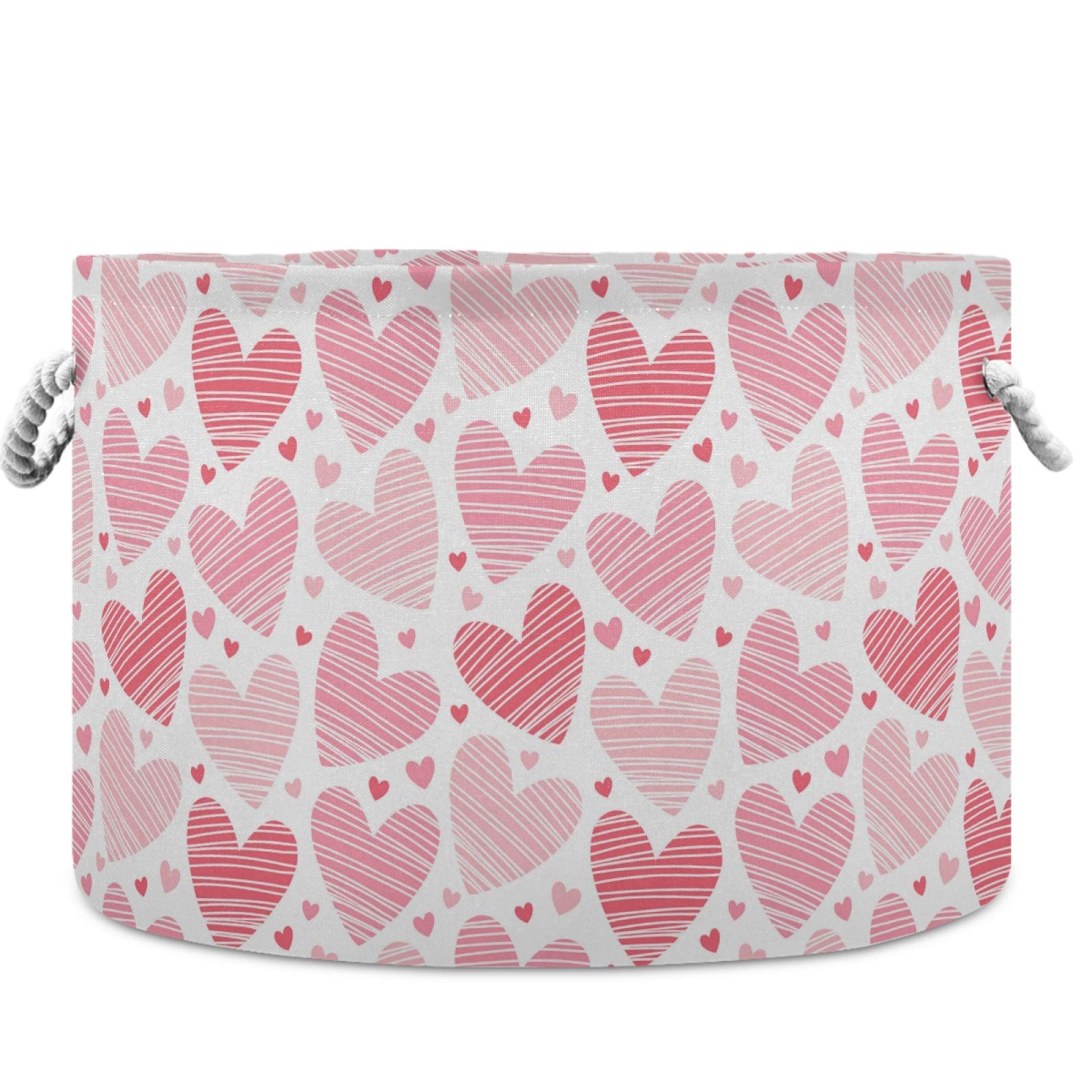 Visesunny Heart-Shaped Collapsible Fabric Storage Basket - Laundry Hamper, Toy Organizer, Clothes Bin for Bathroom, Bedroom, Nursery, Closet & Office - Perfect for Valentine's Day Gifts & Home Organization