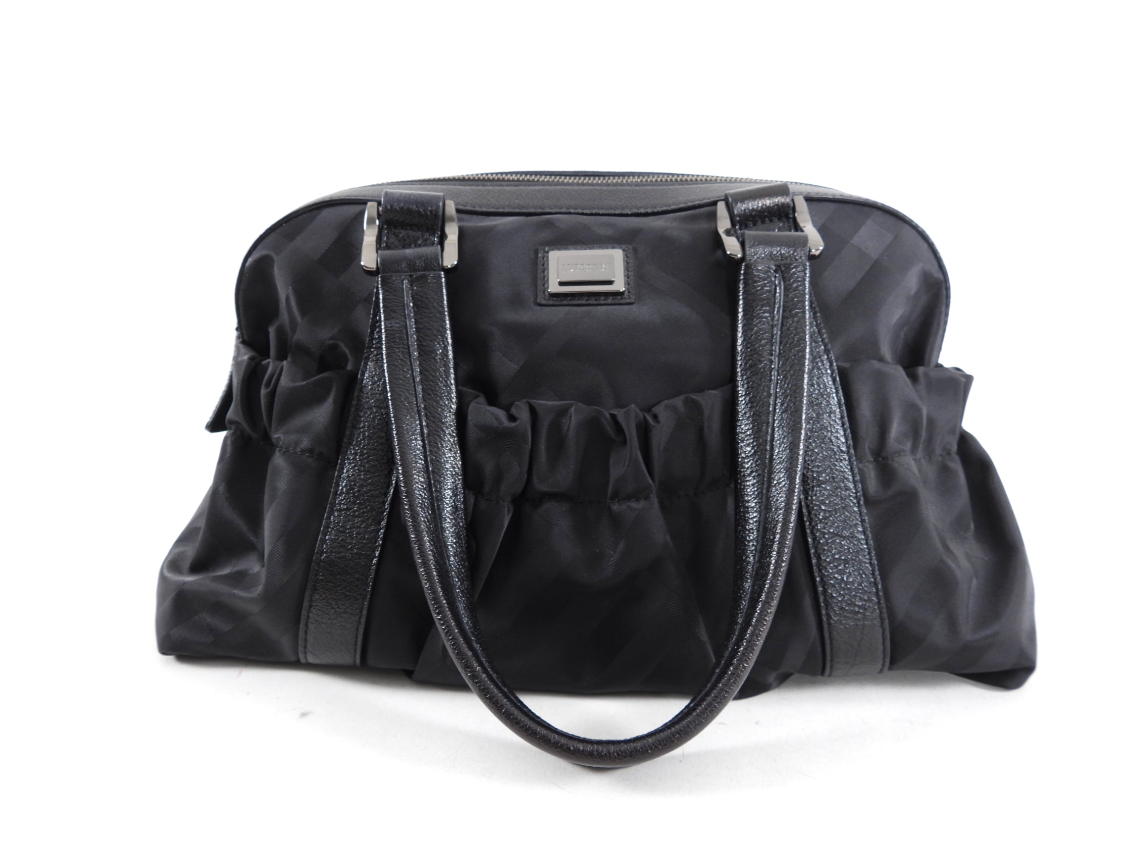 Burberry Black Nylon and Leather Check Shoulder Bag for Women | Luxury Designer Crossbody Purse | Perfect for Work, Travel & Everyday Use