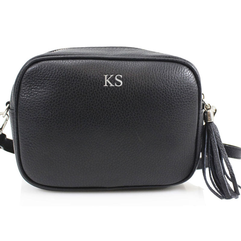Carnaby Of London Embossed Silver Initial Crossbody Bag for Women - Stylish Monogram Leather Purse for Daily Use, Travel & Shopping