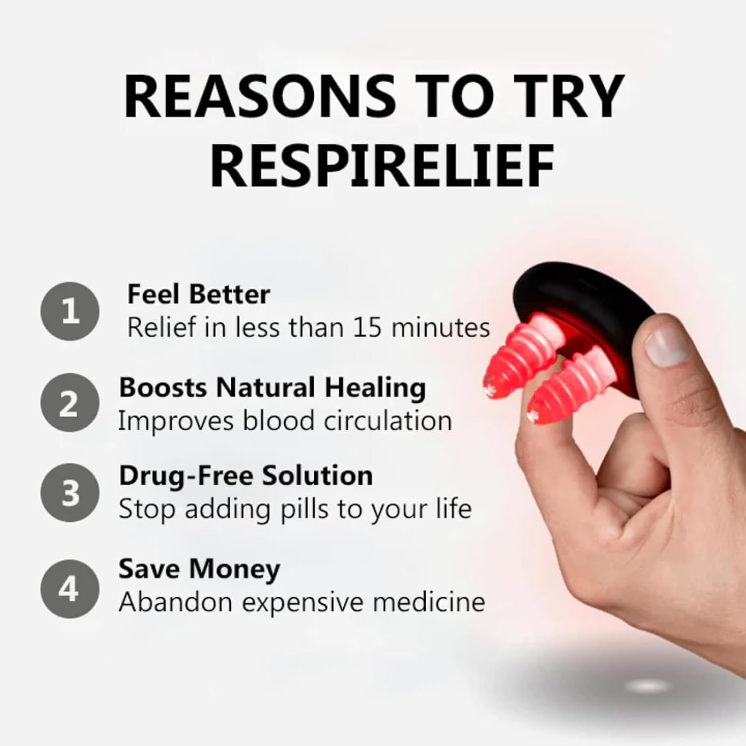 RespiRelief Red Light Nasal Therapy Device for Sinus Relief & Nasal Congestion - FDA-Cleared Red Light Therapy for Nose (2 Pack) - Perfect for Allergy Season & Cold Relief at Home