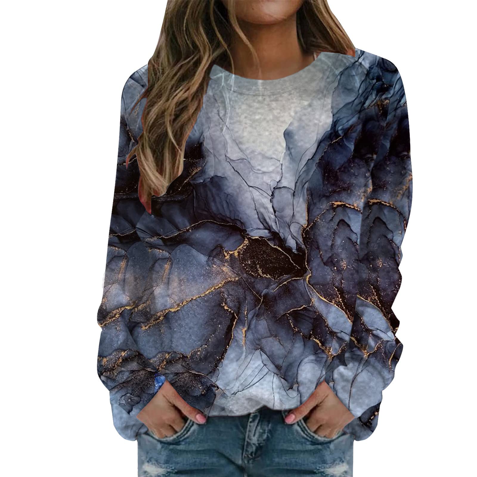 Adviicd Women's Long Sleeve Graphic Tee Shirts - Crew Neck Pullover Casual Tops for Dressy & Everyday Wear | Perfect for Layering with Sweatshirts, Office Outfits and Weekend Comfort