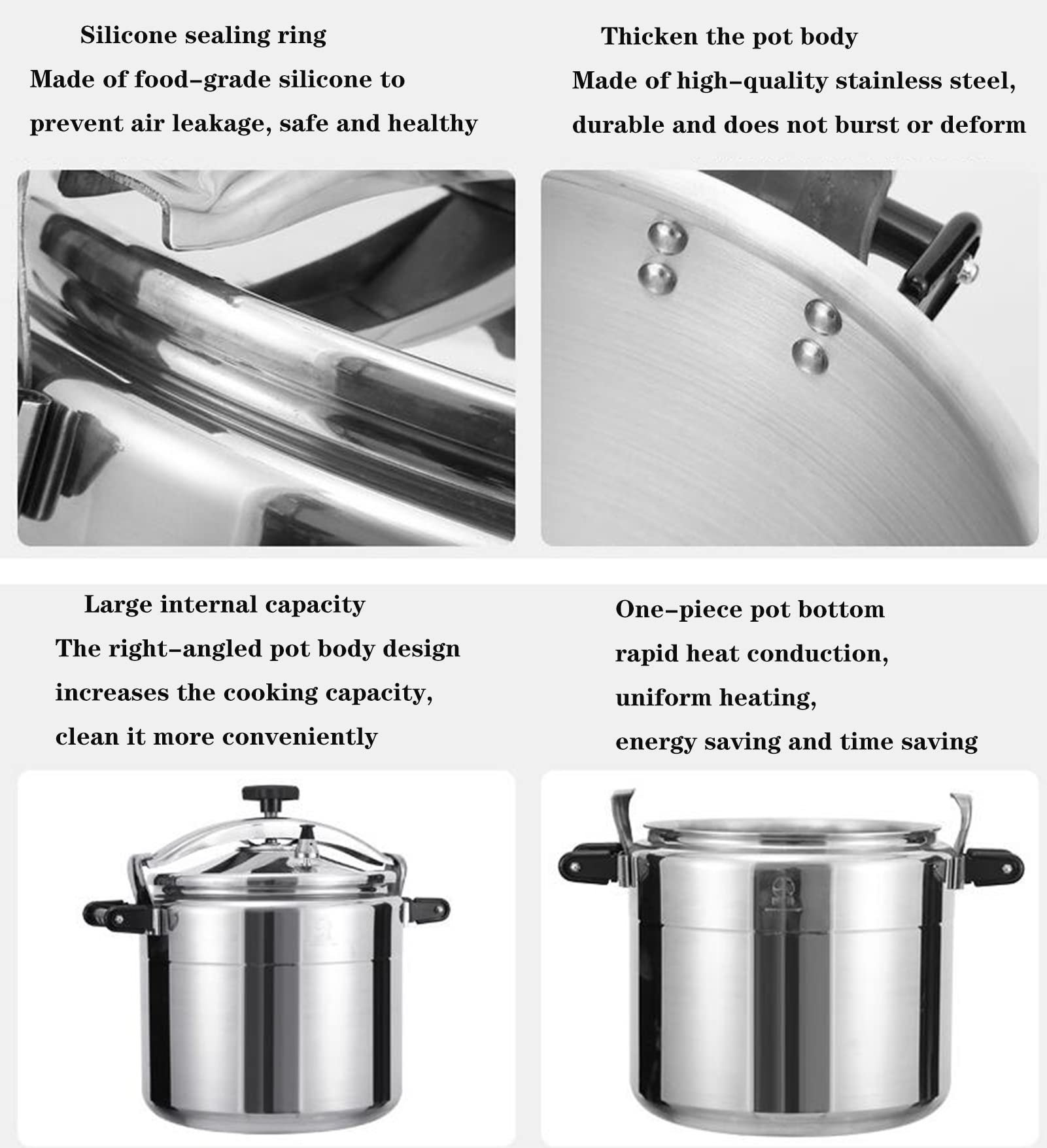 22 Quart Large Pressure Cooker - Aluminum Alloy Pressure Canner with Safety Lock & Explosion-Proof Design - Works on Gas Stove & Open Flame - Perfect for Canning, Steaming & Batch Cooking in Commercial Kitchens or Large Families