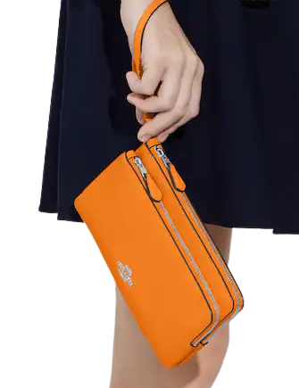 Coach Double Zip Wallet for Women & Men - Genuine Leather Compact Bifold Wallet with RFID Protection - Perfect for Travel, Business & Everyday Use