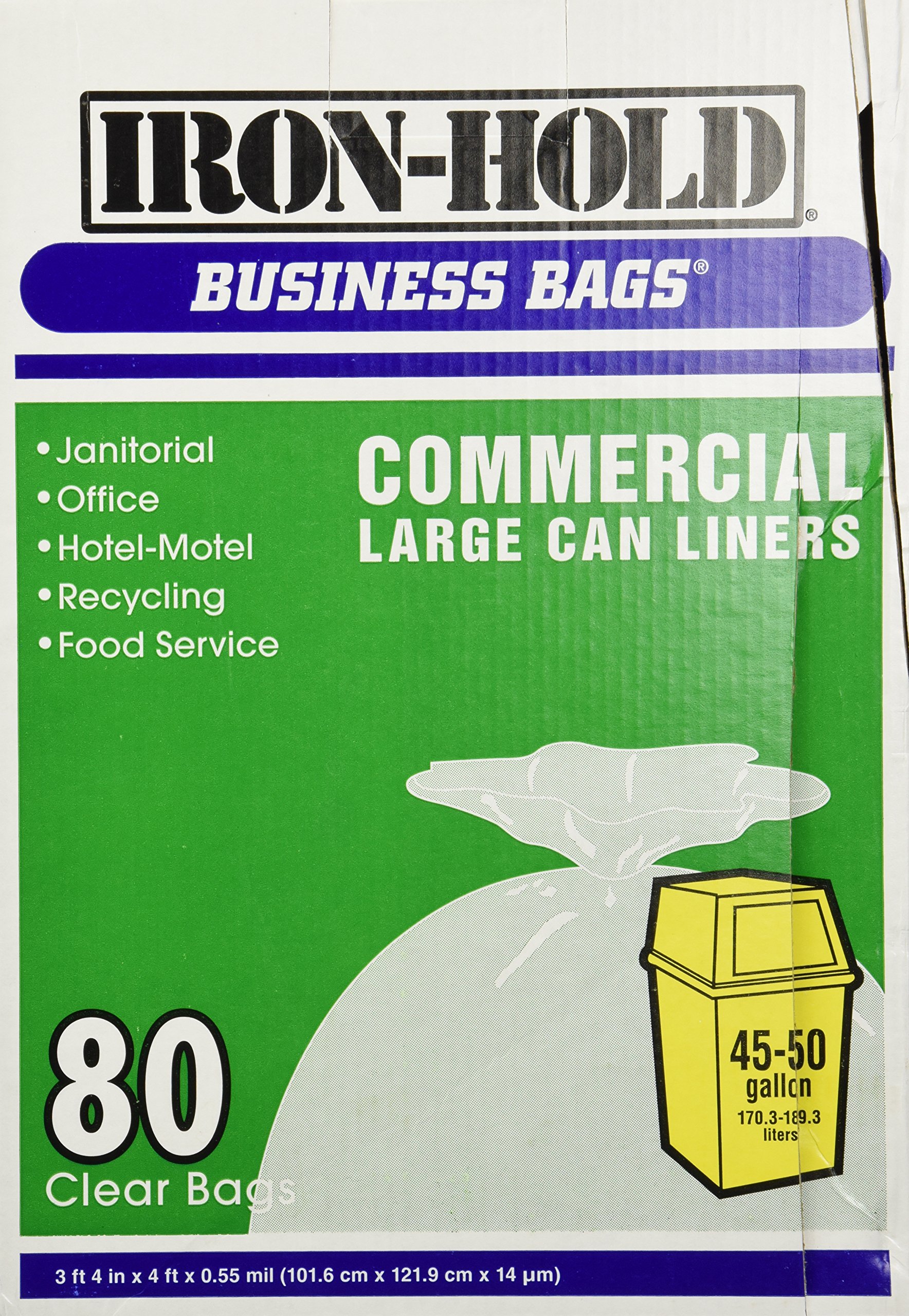 Commercial Large Trash Can Liners - 80 Count Heavy Duty Business Bags for Office, Restaurant & Warehouse Waste Disposal
