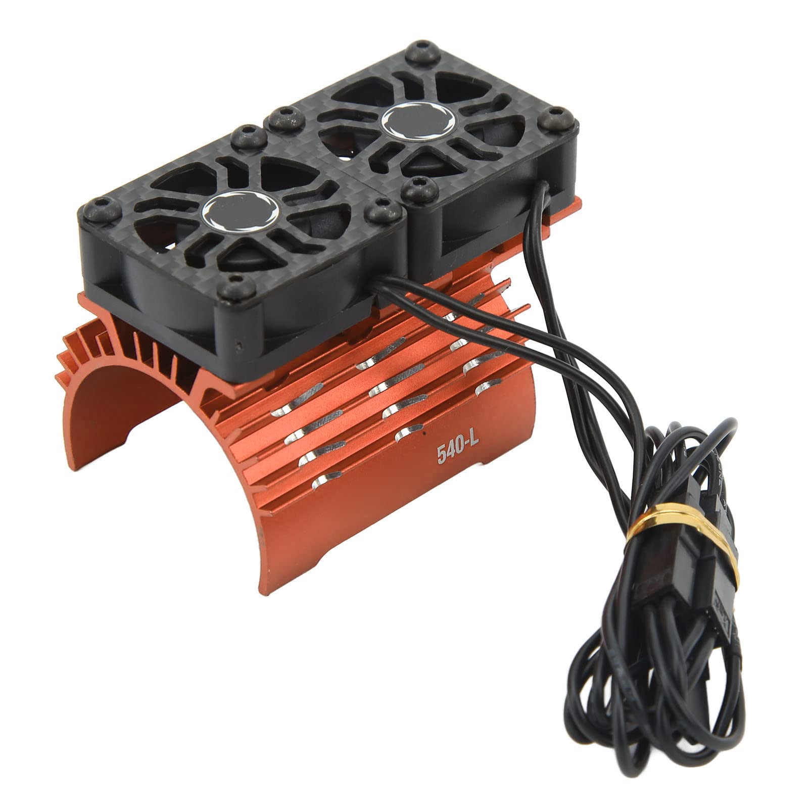 High-Performance RC Motor Cooling Heatsink with Dual Fans | 263mm x 36mm Aluminum Heatsink Cover with Extension Cable | Replacement Part for RC Cars, Trucks & Drones (Orange) | Ideal for Racing, Off-Road & High-Speed RC Applications