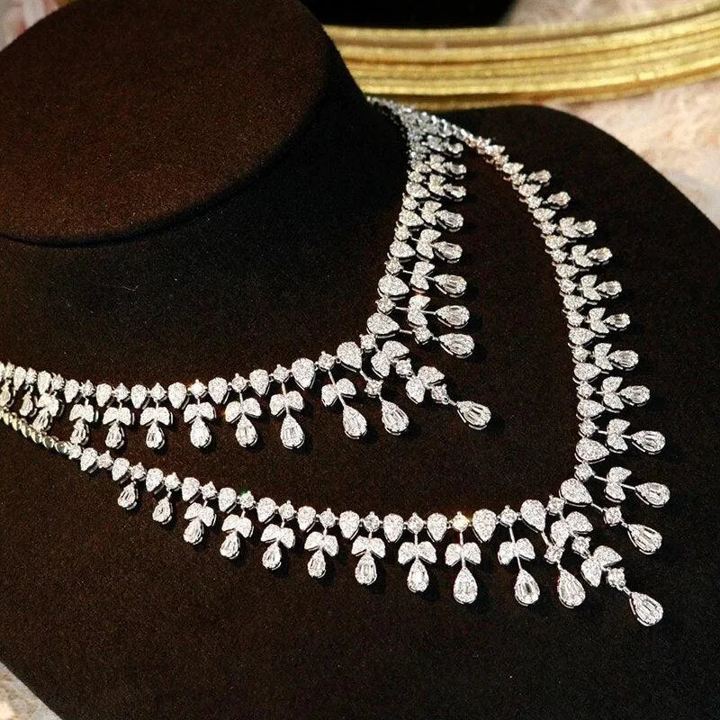 18K White Gold 6.50ct Real Diamond Luxury Necklace for Women - Elegant Wedding Gift & Special Occasion Jewelry (Au750) | Perfect for Anniversaries, Engagements and Formal Events