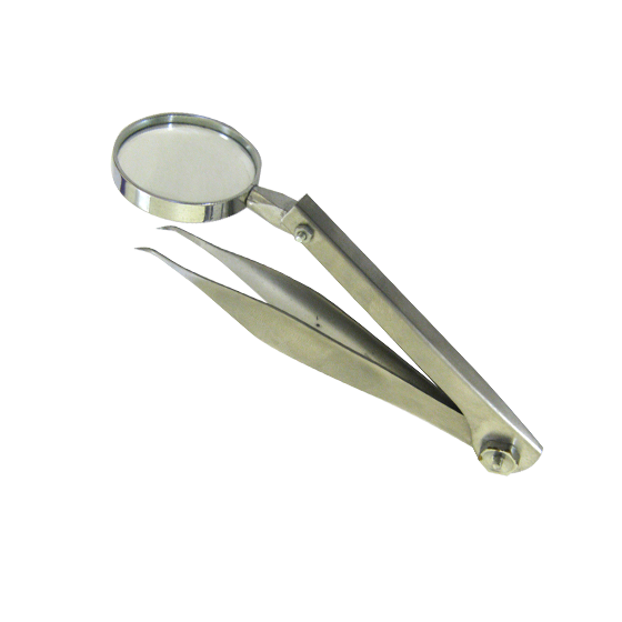 Stainless Steel 11cm Surgical Forceps with Adjustable Magnifying Glass - Precision Medical Tools for First Aid, Jewelry Making & Electronics Repair