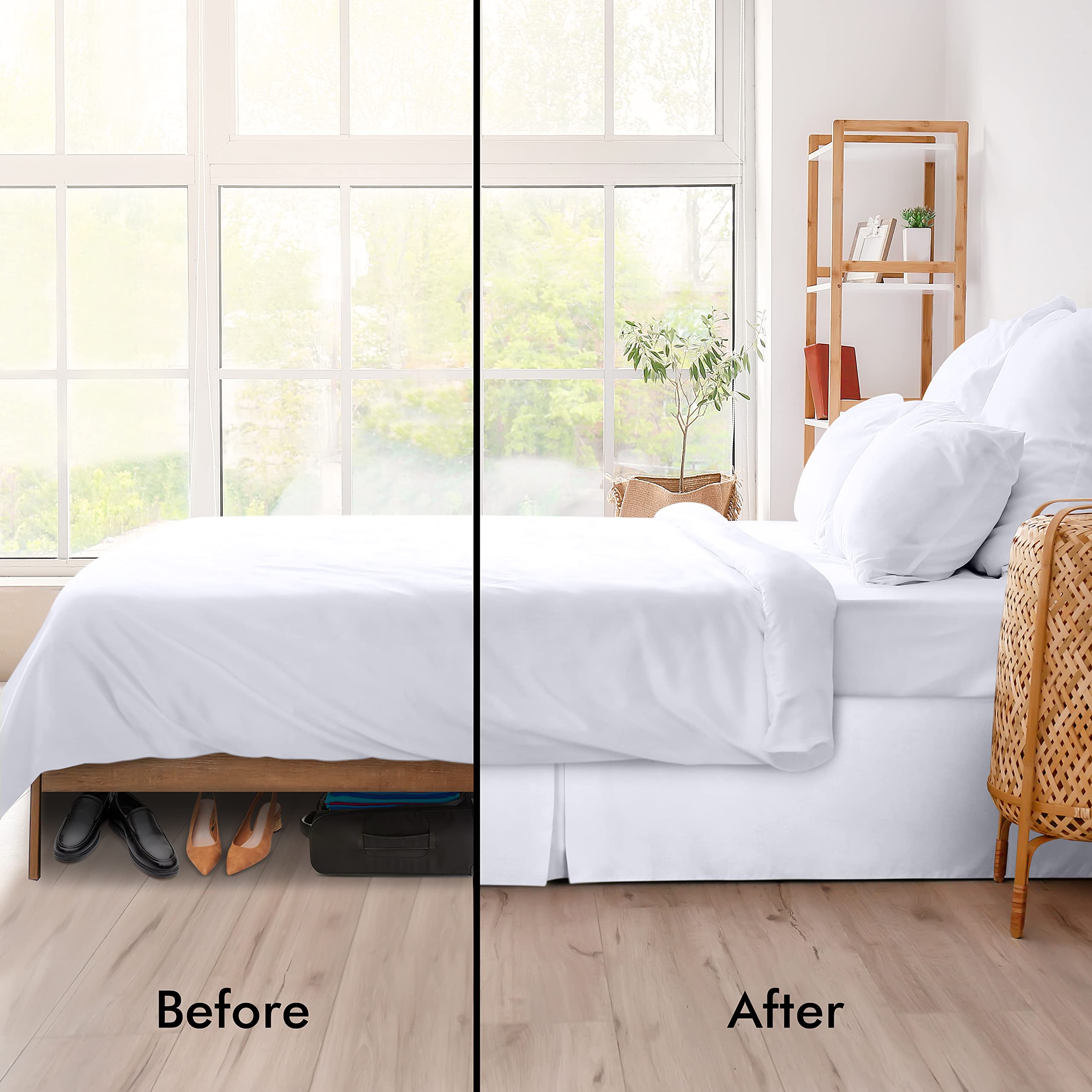 Utopia Bedding King Size Bed Skirt - Premium Soft Quadruple Pleated Ruffle Design with 16 Inch Tailored Drop - Hotel Quality, Shrinkage & Fade Resistant - Perfect for Luxury Bedrooms & Guest Rooms (King, White)