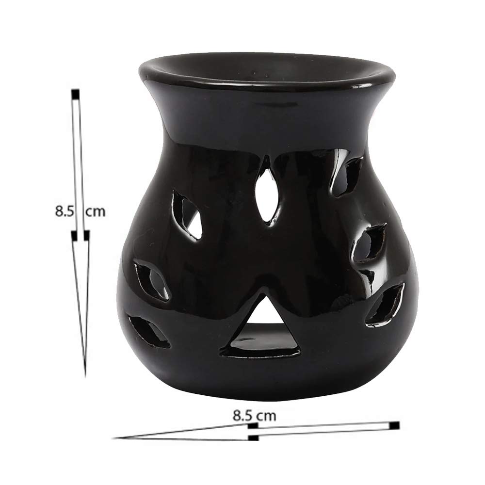 Premium AIR-ROMA Ceramic Essential Oil Diffuser - Black Aromatherapy Burner for Home, Office & Spa Relaxation | Perfect for Stress Relief, Yoga & Meditation