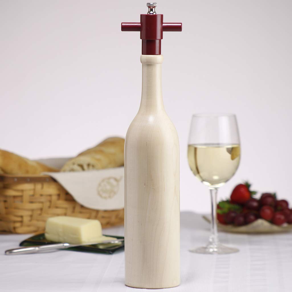 Personalized Wine Bottle Pepper Mill - Natural Chateau Style, Laser Engraved Gift, Made in USA | Perfect for Kitchen, Dining Table & Gourmet Cooking Gifts