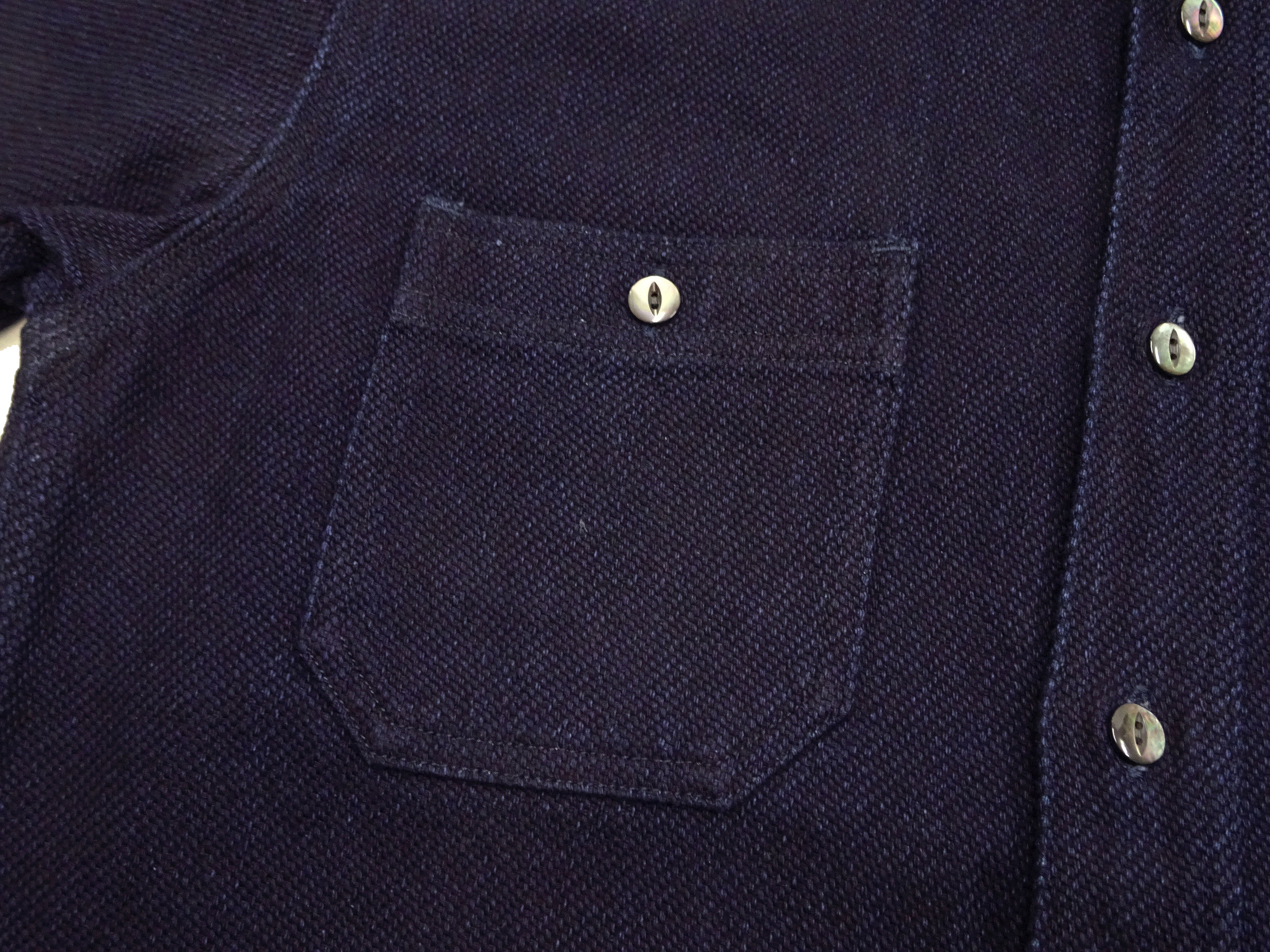 Momotaro Jeans Indigo Dobby Shirt for Men - Japanese Sashiko Style Long Sleeve Button Up Work Shirt MXLS1036 | Casual Wear, Office Outfit & Street Style Fashion